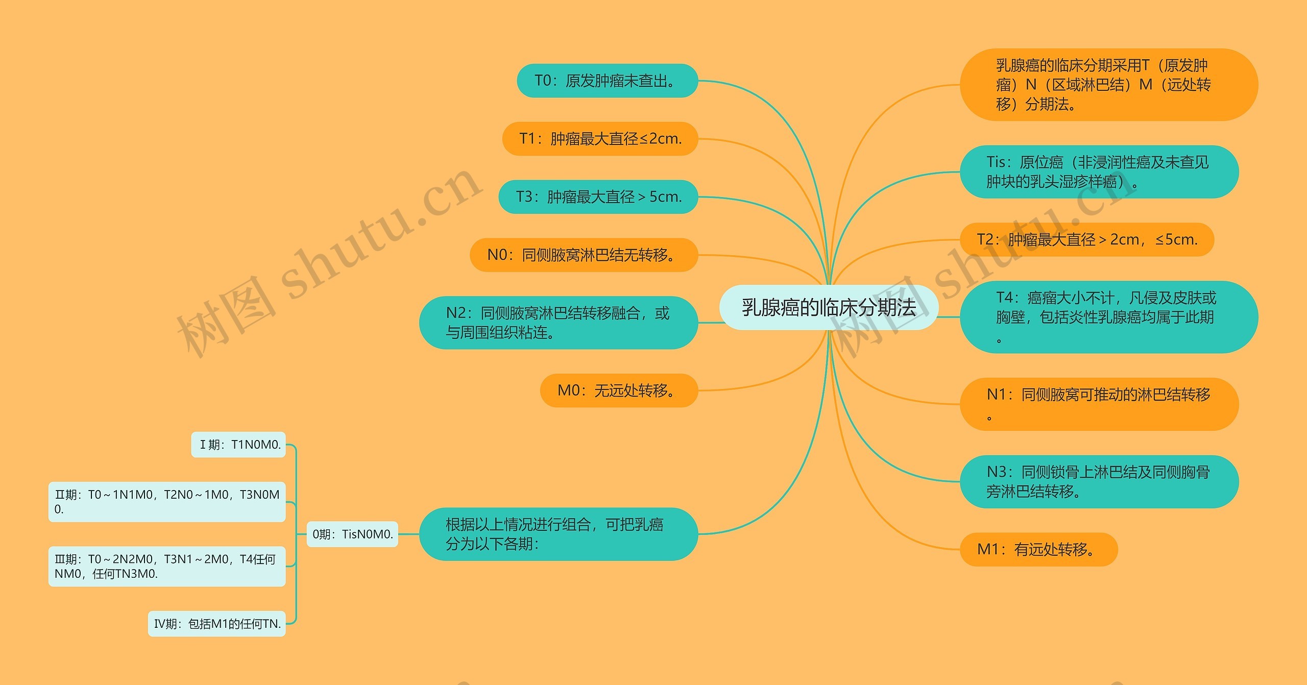 乳腺癌的临床分期法思维导图