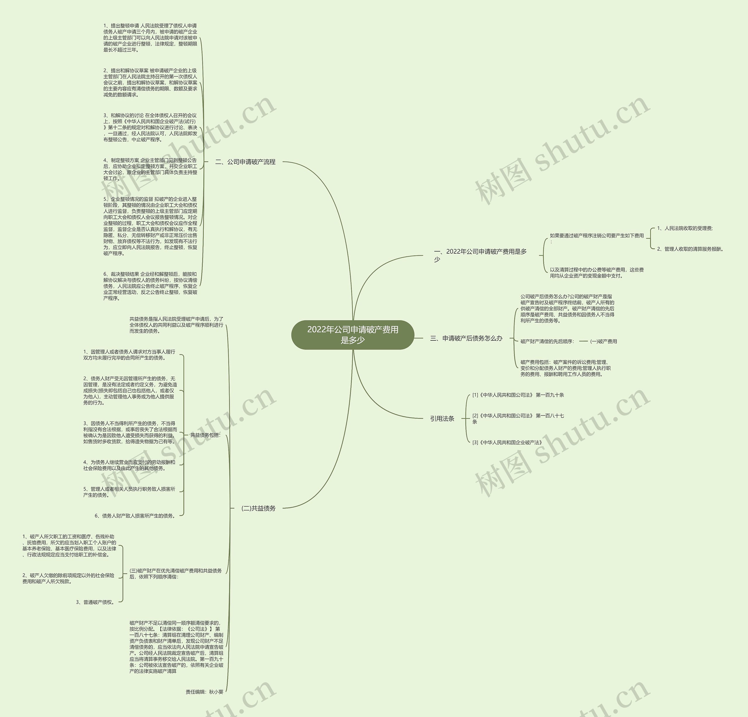 2022年公司申请破产费用是多少思维导图