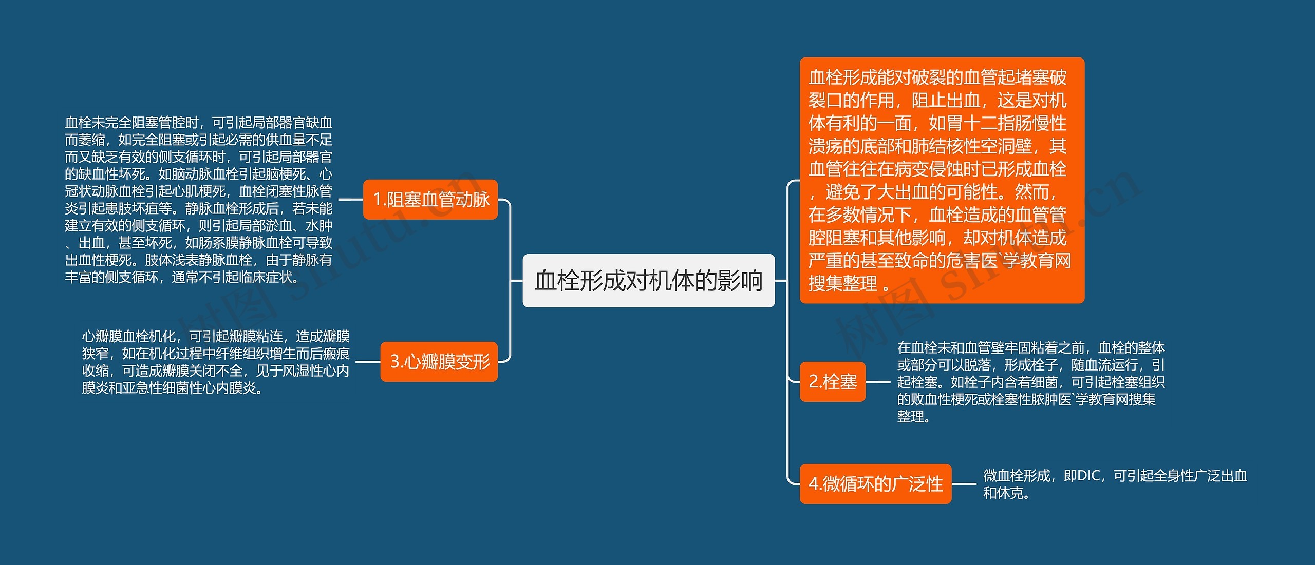 血栓形成对机体的影响思维导图