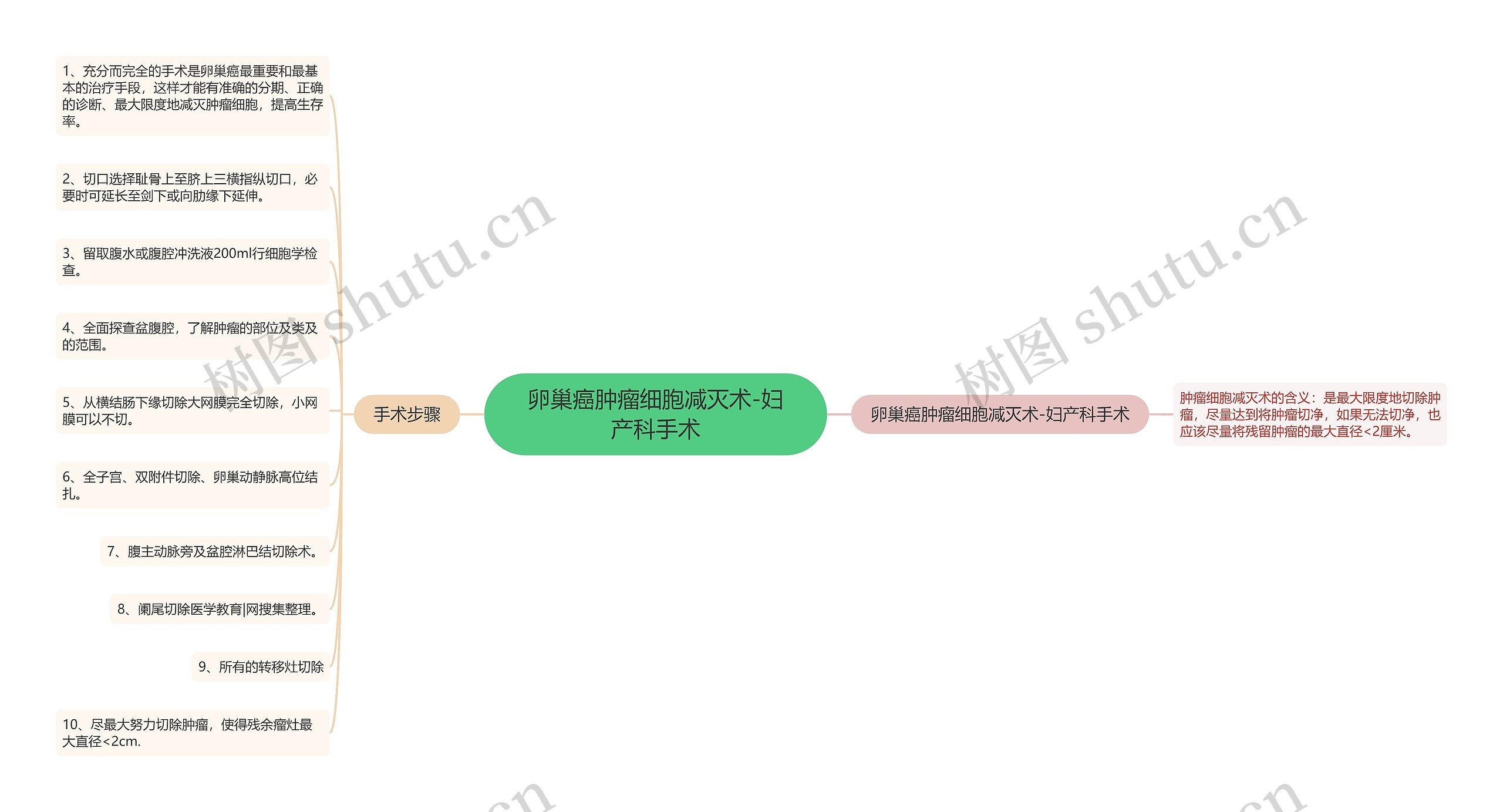 卵巢癌肿瘤细胞减灭术-妇产科手术思维导图