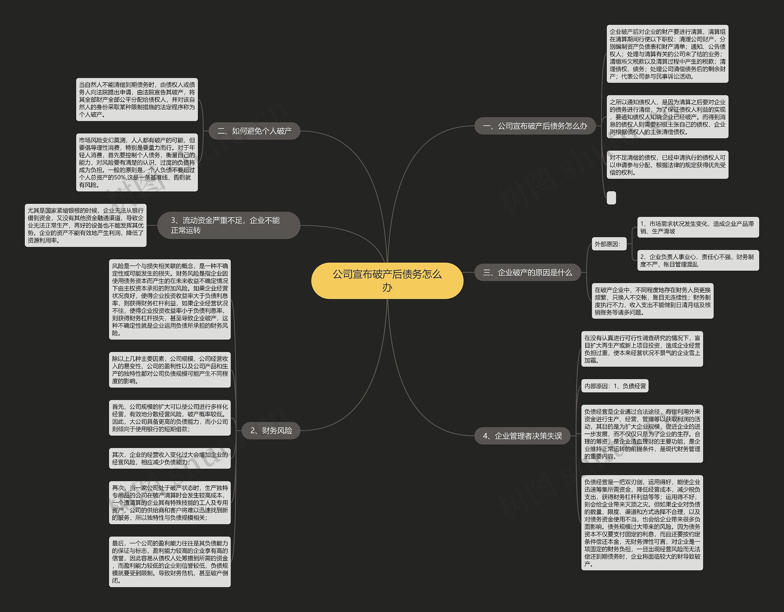 公司宣布破产后债务怎么办思维导图