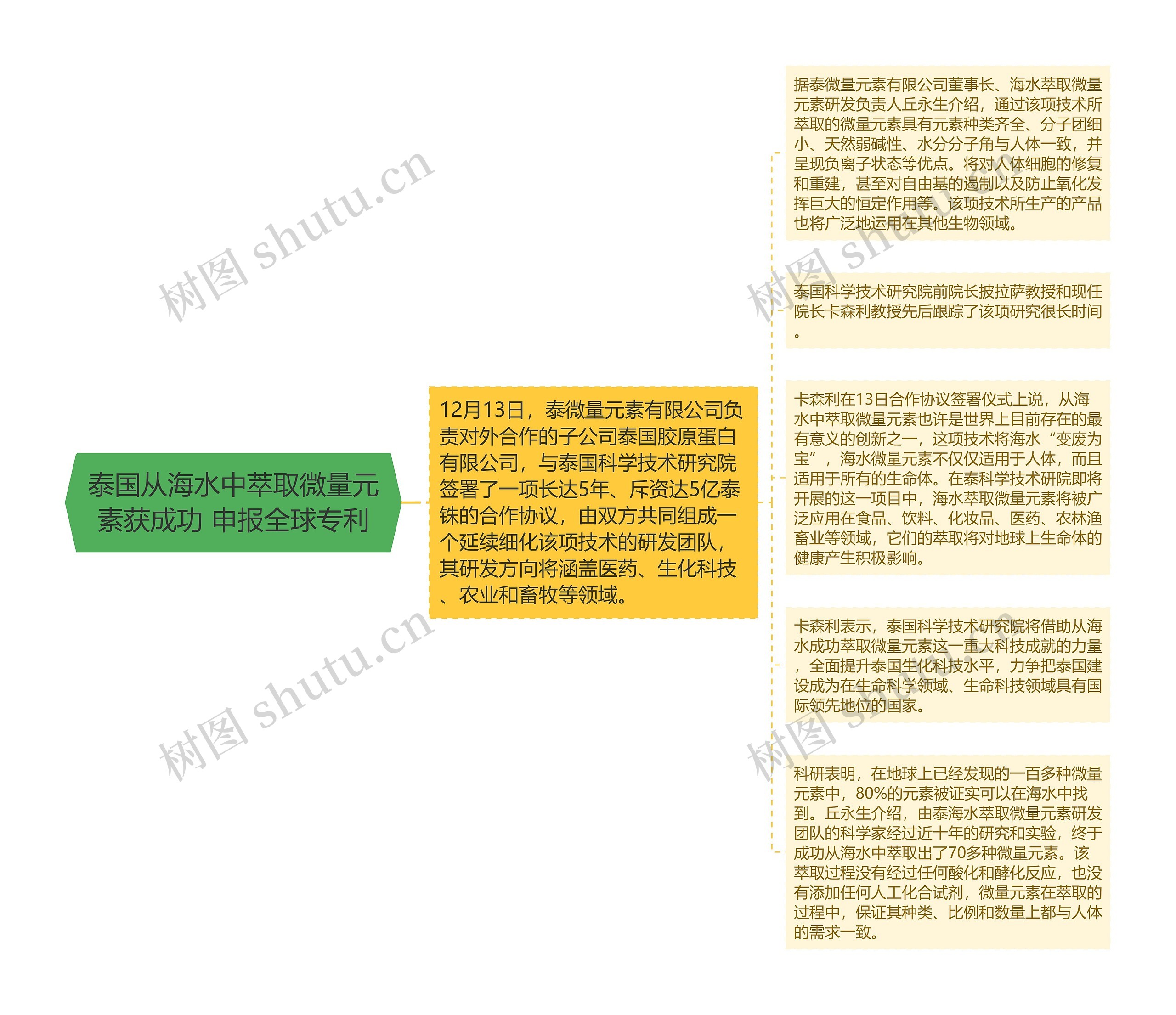 泰国从海水中萃取微量元素获成功 申报全球专利思维导图