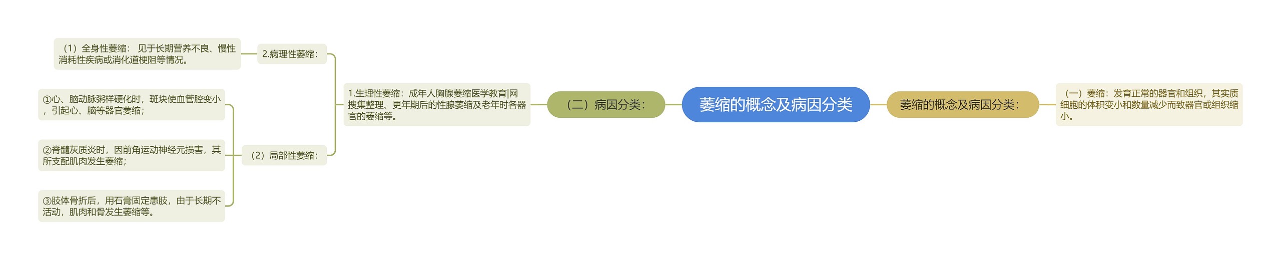 萎缩的概念及病因分类思维导图