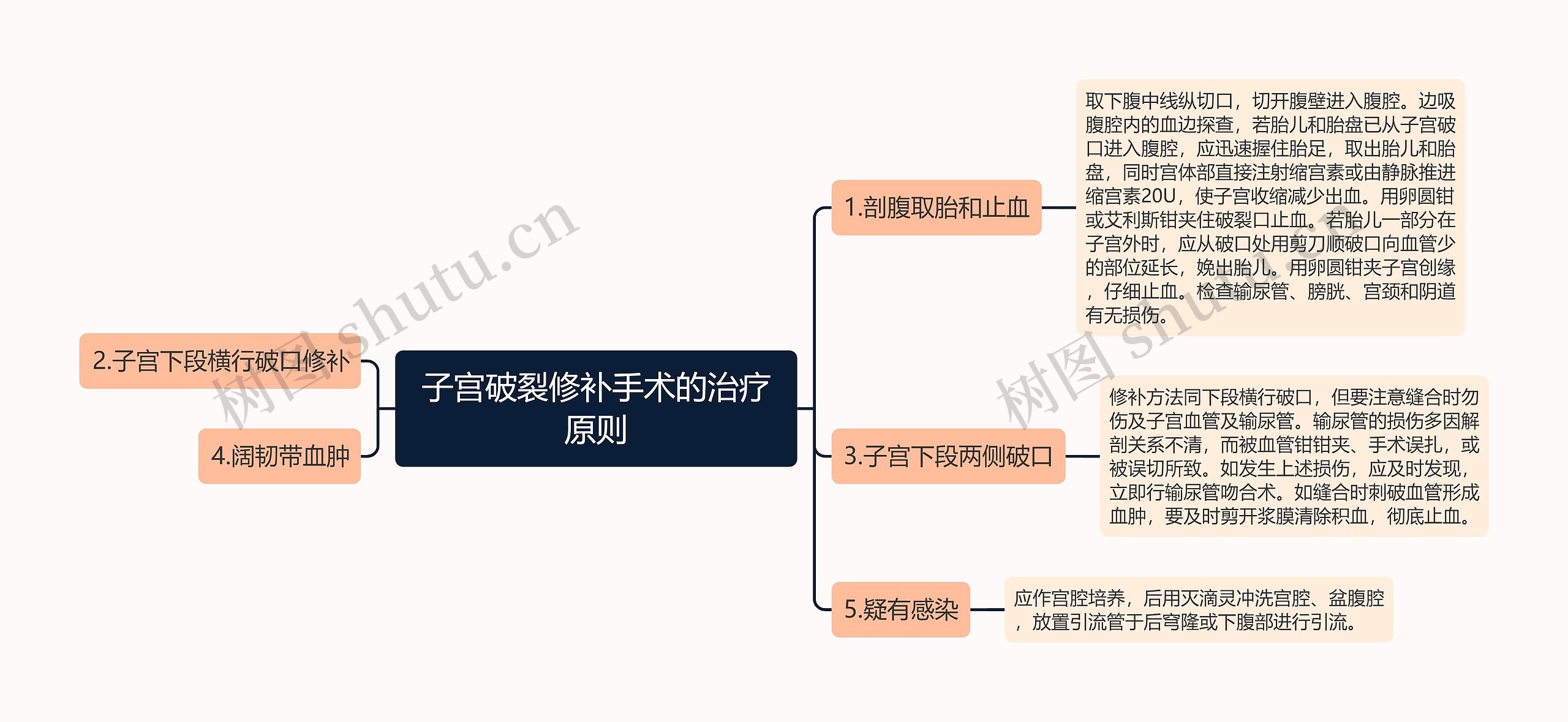 子宫破裂修补手术的治疗原则思维导图