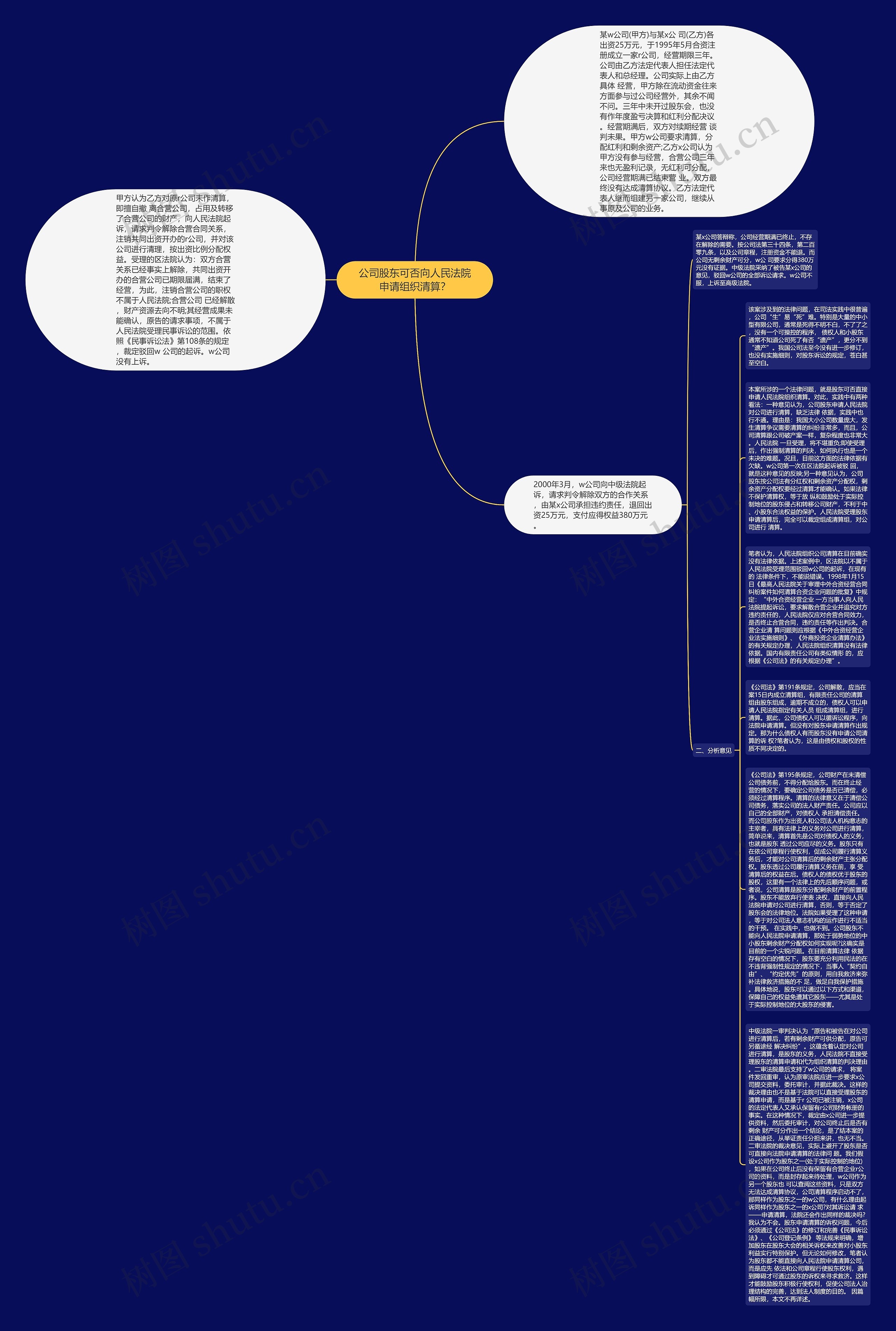 公司股东可否向人民法院申请组织清算？思维导图