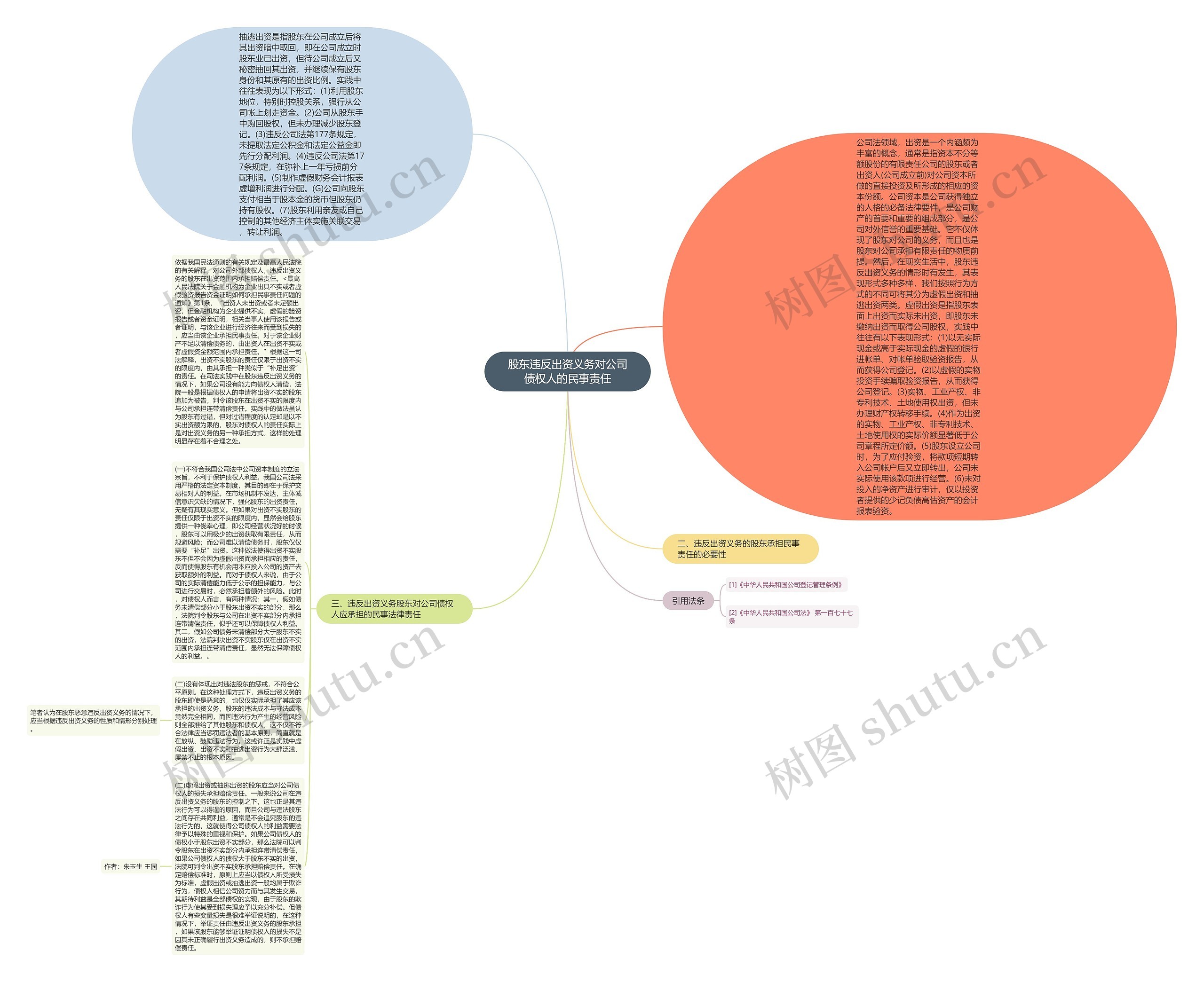 股东违反出资义务对公司债权人的民事责任思维导图