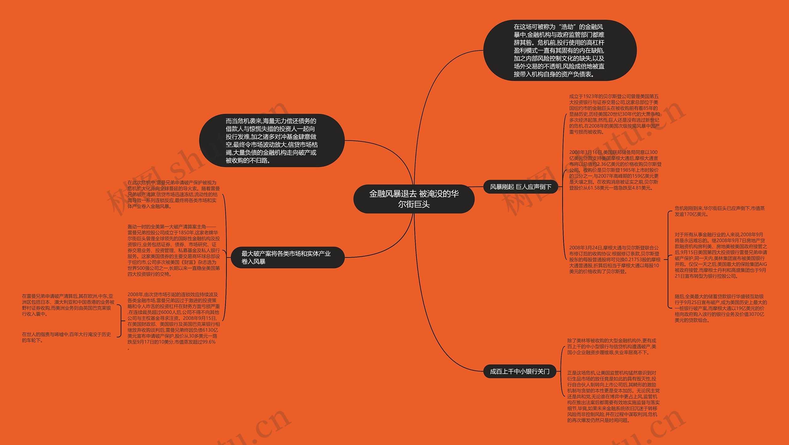 金融风暴退去 被淹没的华尔街巨头思维导图