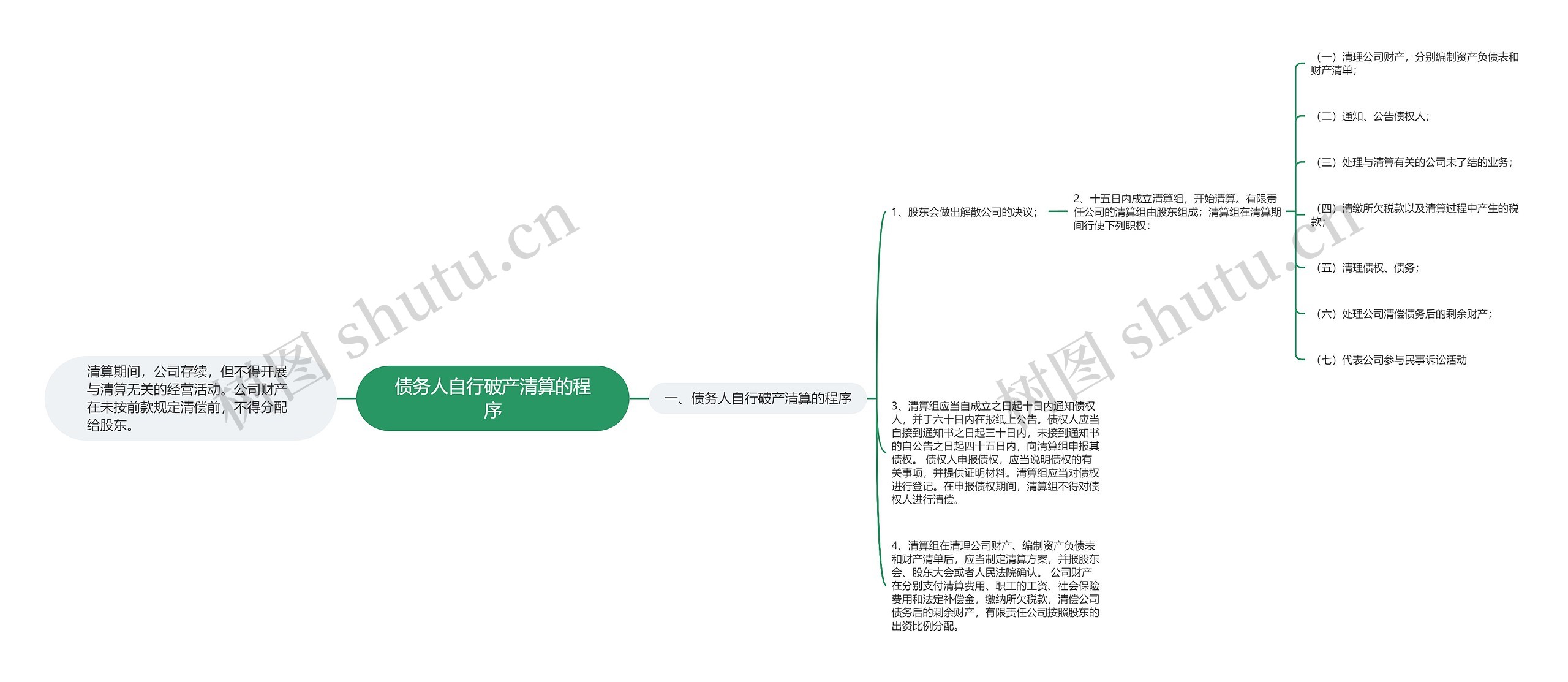 债务人自行破产清算的程序思维导图