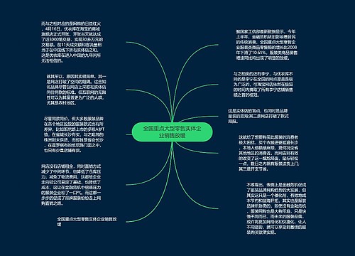 全国重点大型零售实体企业销售放缓