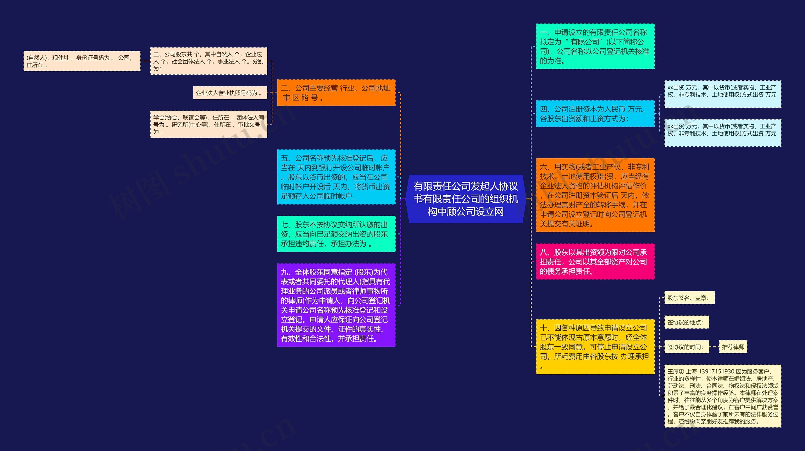 有限责任公司发起人协议书有限责任公司的组织机构中顾公司设立网思维导图