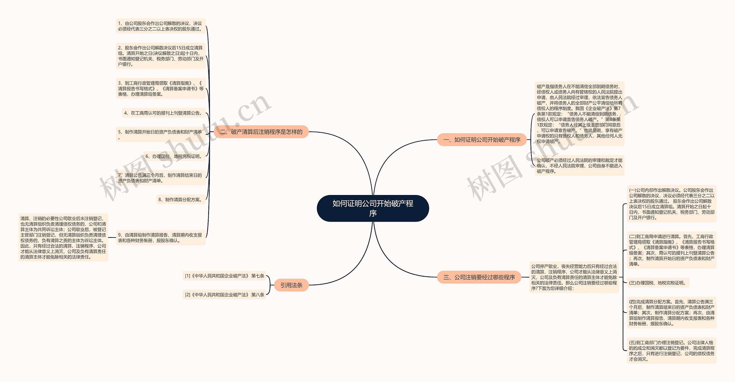 如何证明公司开始破产程序思维导图