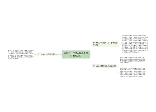 合伙人只投资入股不参与经营可以吗