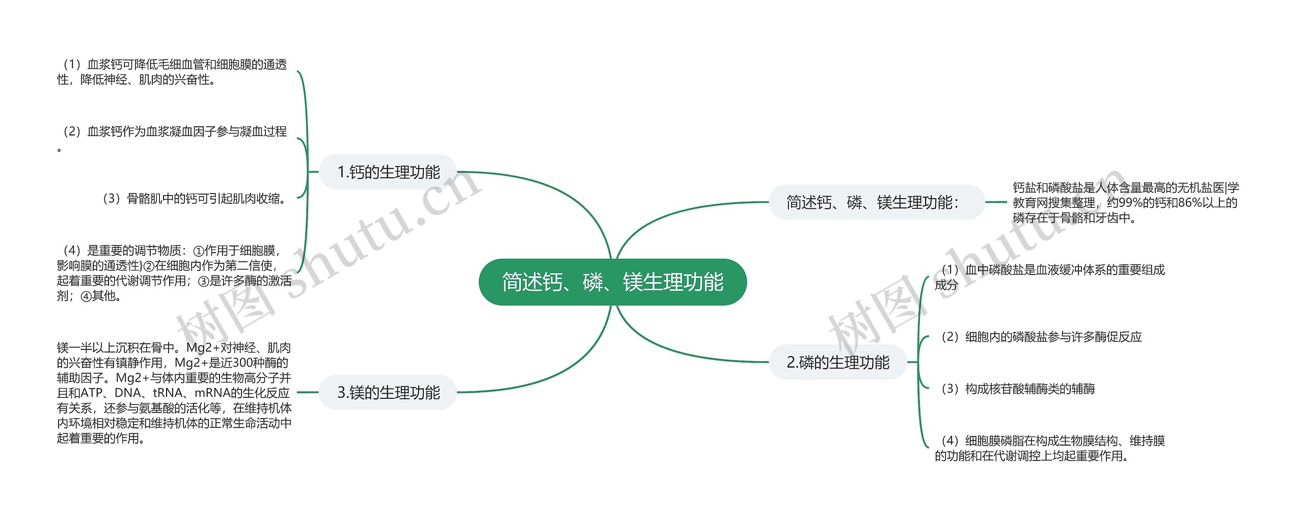 简述钙、磷、镁生理功能思维导图