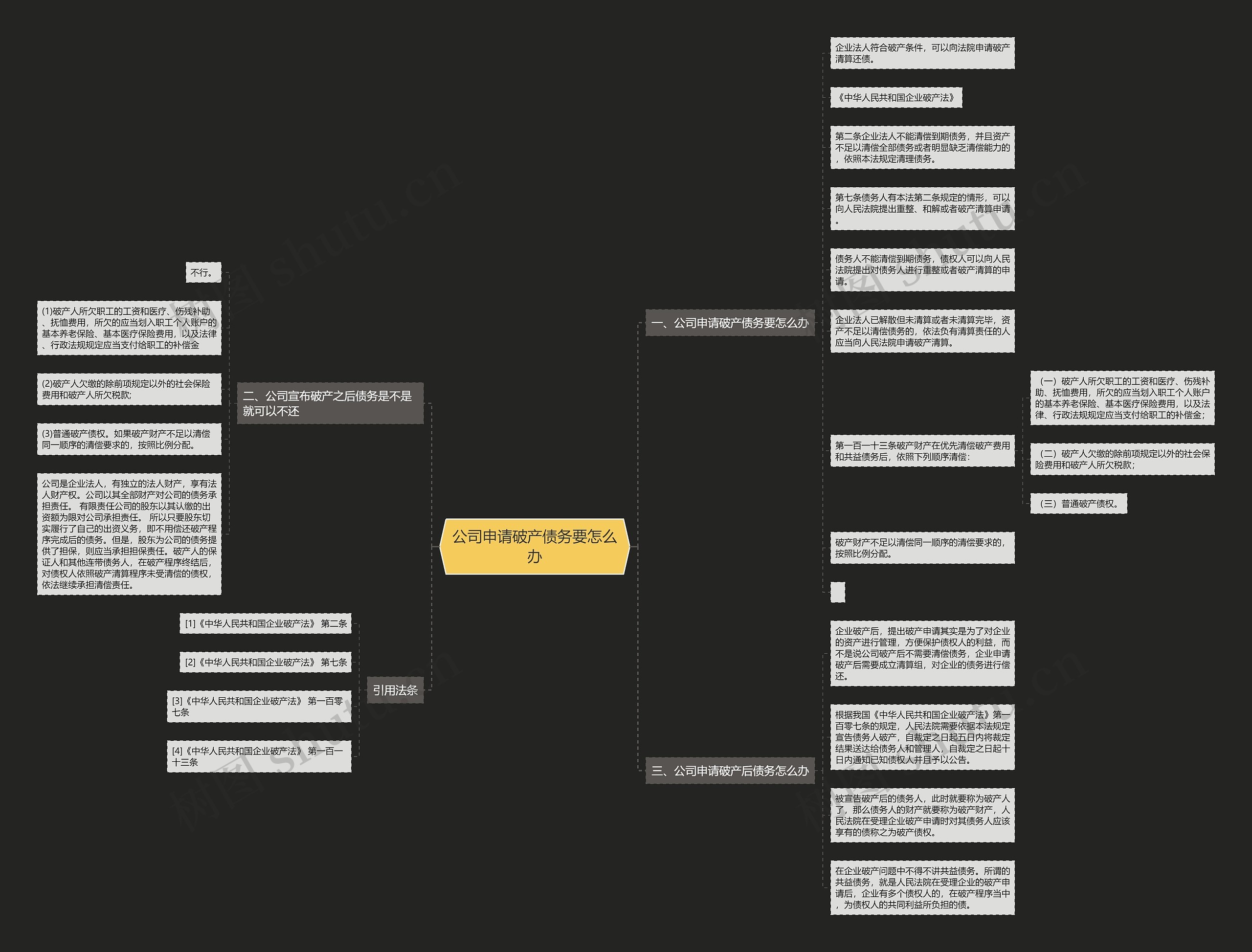 公司申请破产债务要怎么办思维导图