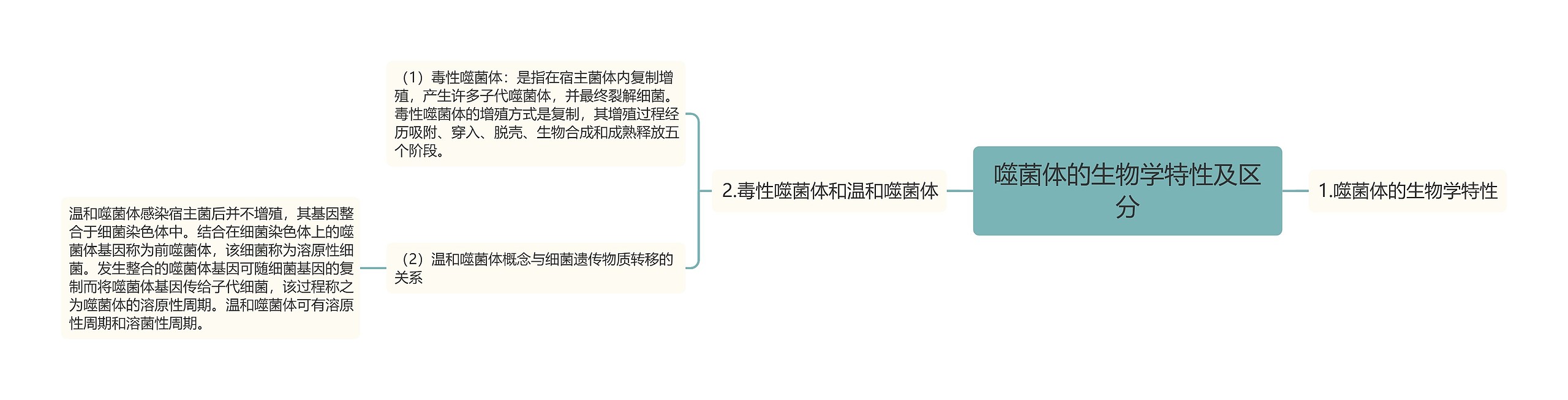 噬菌体的生物学特性及区分思维导图