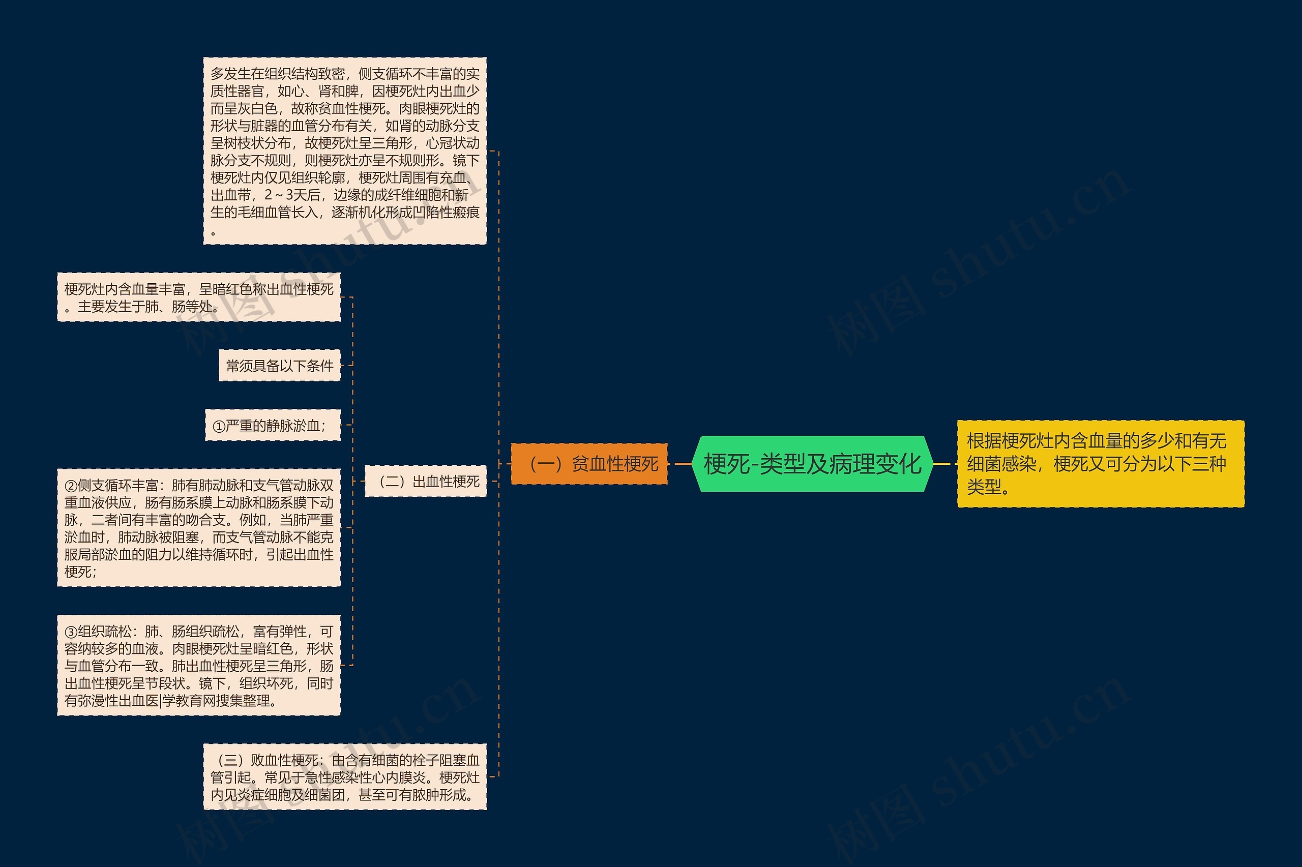 梗死-类型及病理变化思维导图