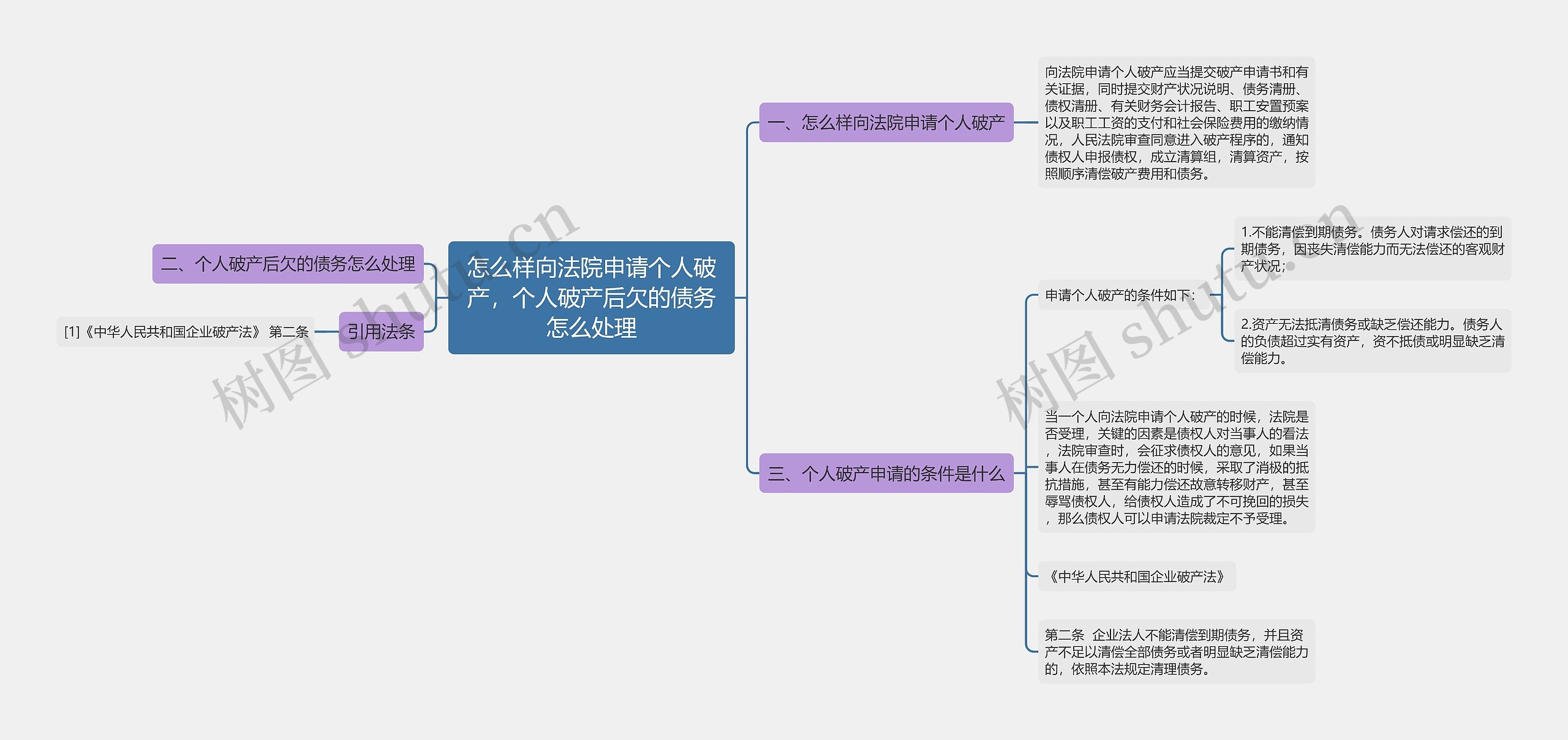 怎么样向法院申请个人破产，个人破产后欠的债务怎么处理思维导图