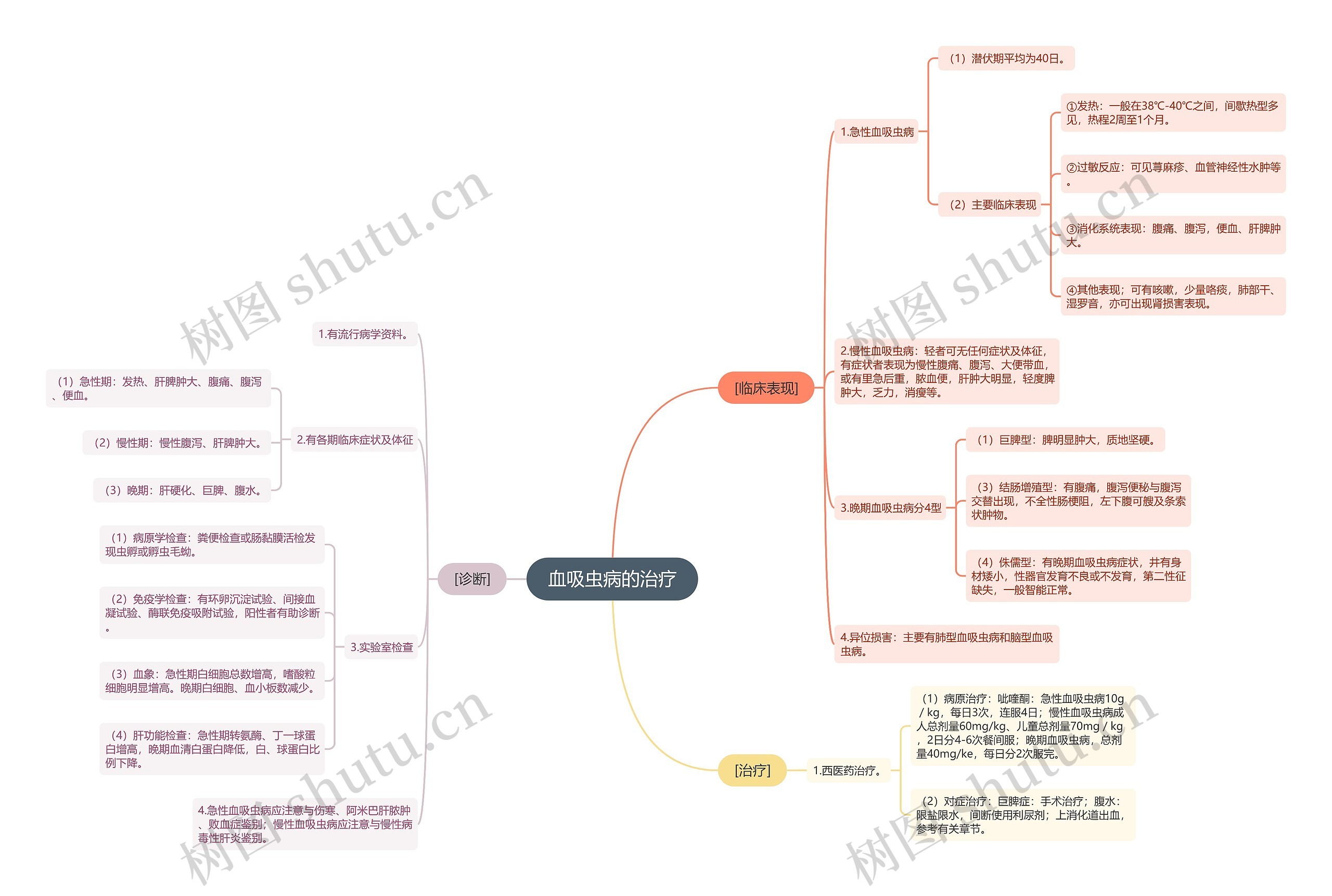 血吸虫病的治疗思维导图