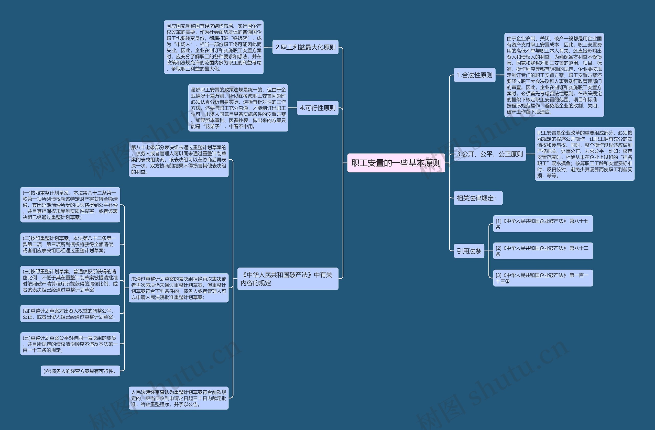 职工安置的一些基本原则思维导图