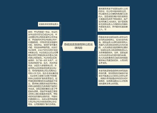 隐名投资及股权转让的法律风险