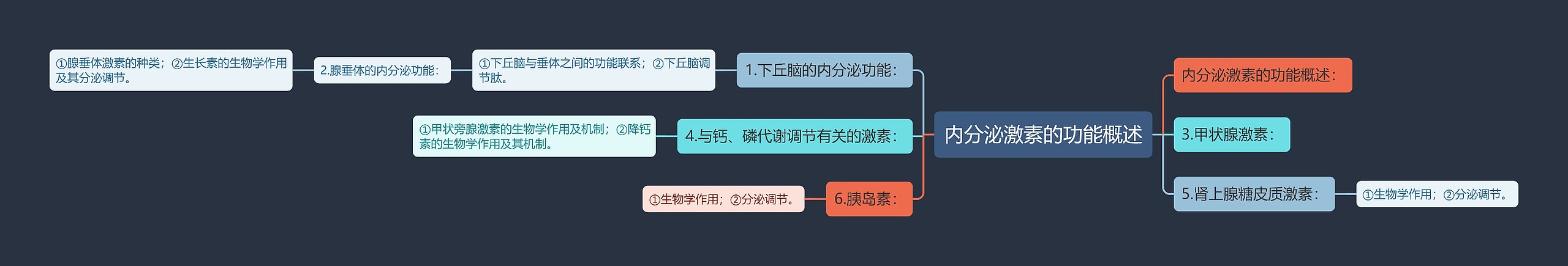 内分泌激素的功能概述思维导图