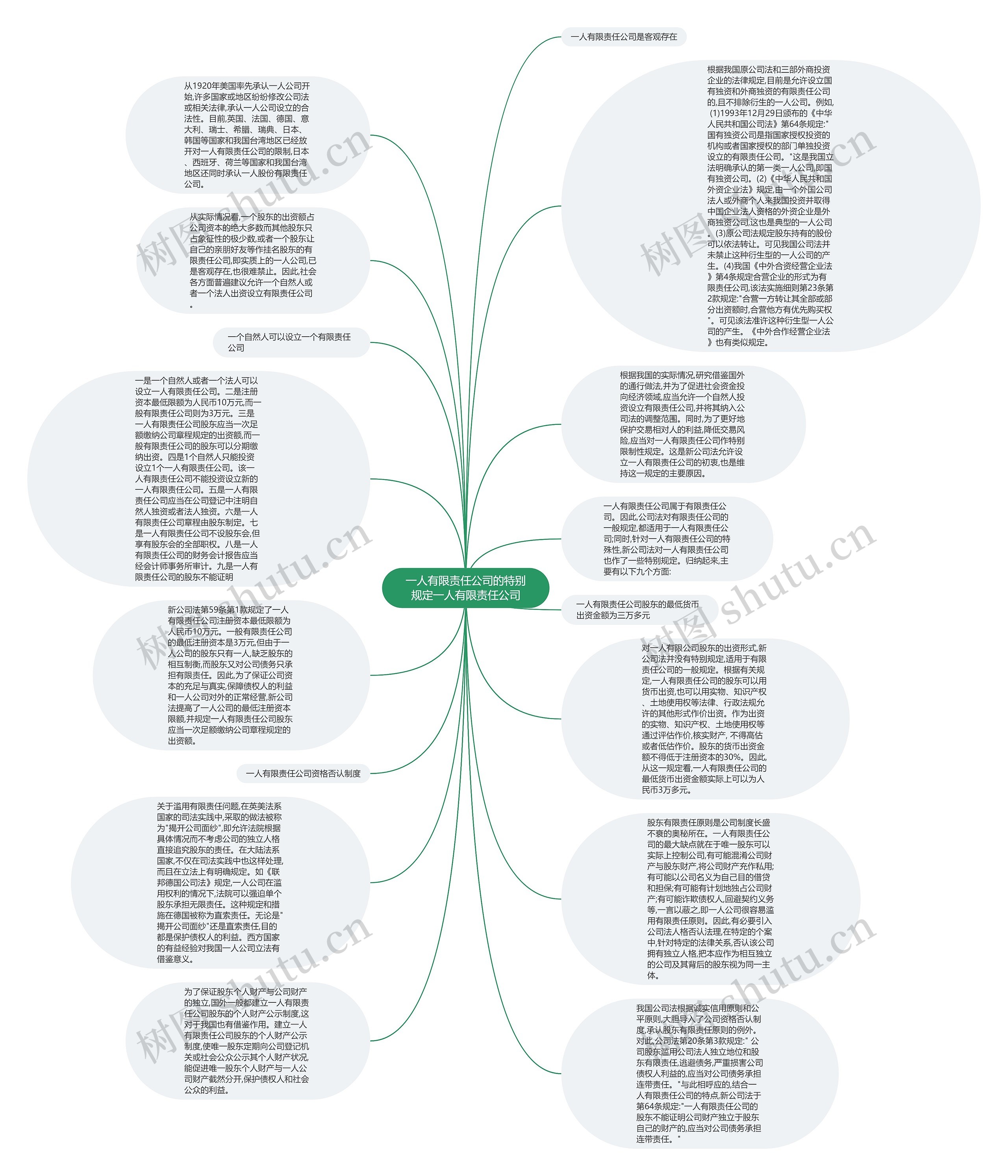 一人有限责任公司的特别规定一人有限责任公司思维导图