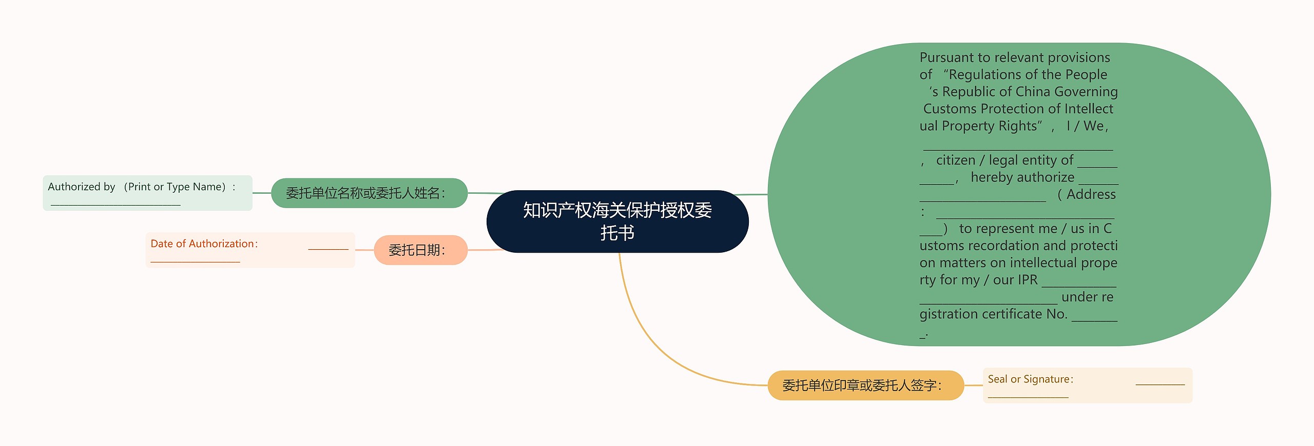 知识产权海关保护授权委托书思维导图