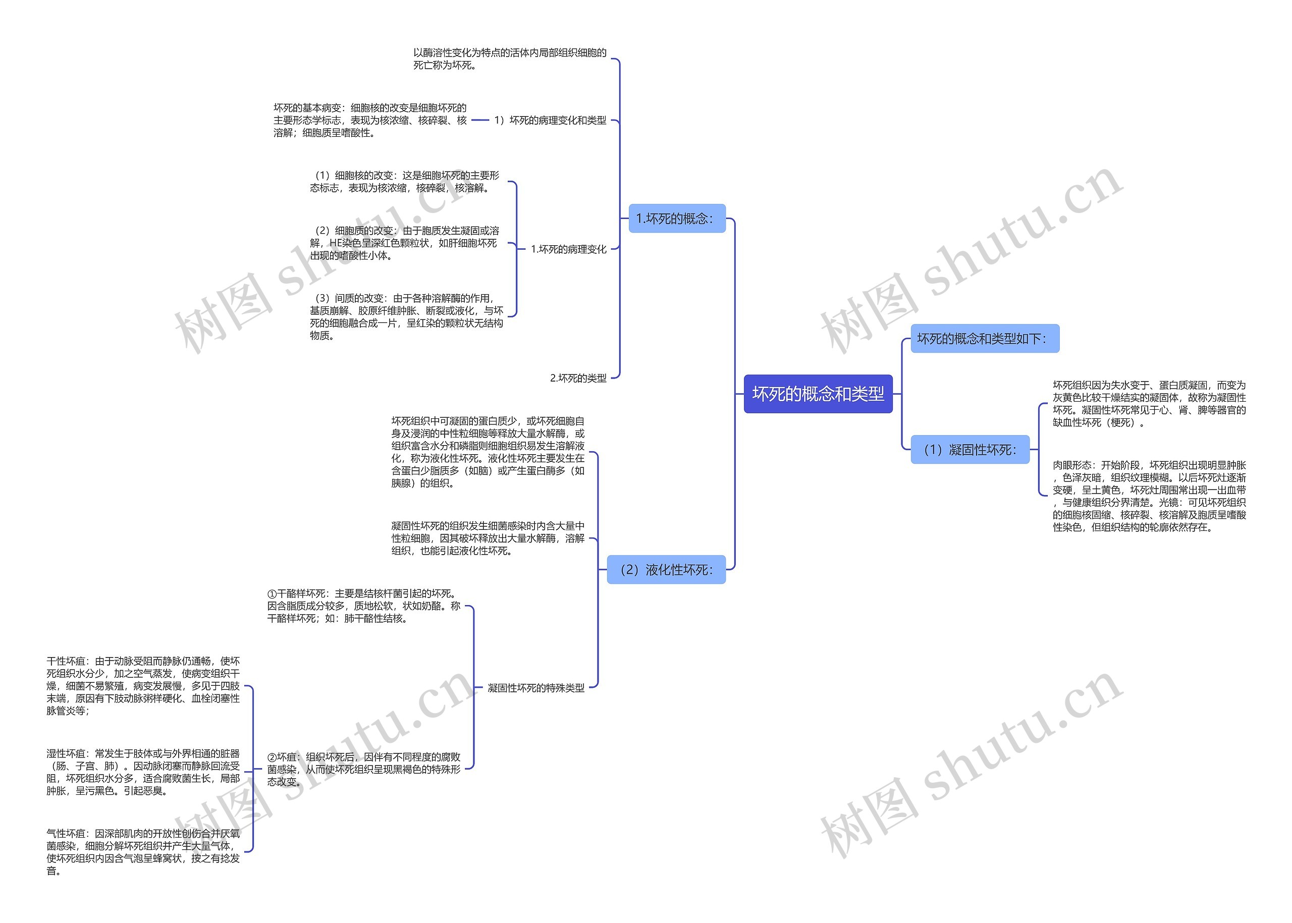 坏死的概念和类型思维导图