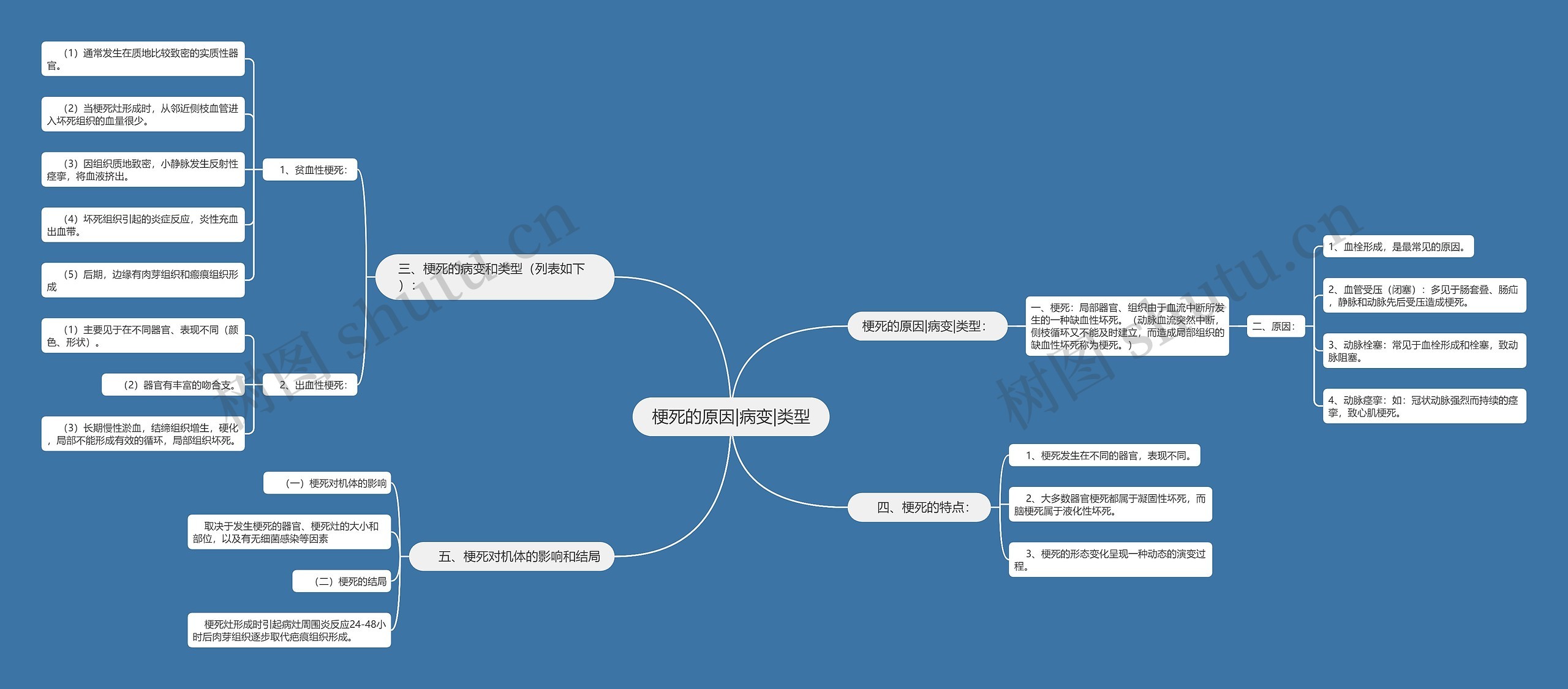 梗死的原因|病变|类型思维导图
