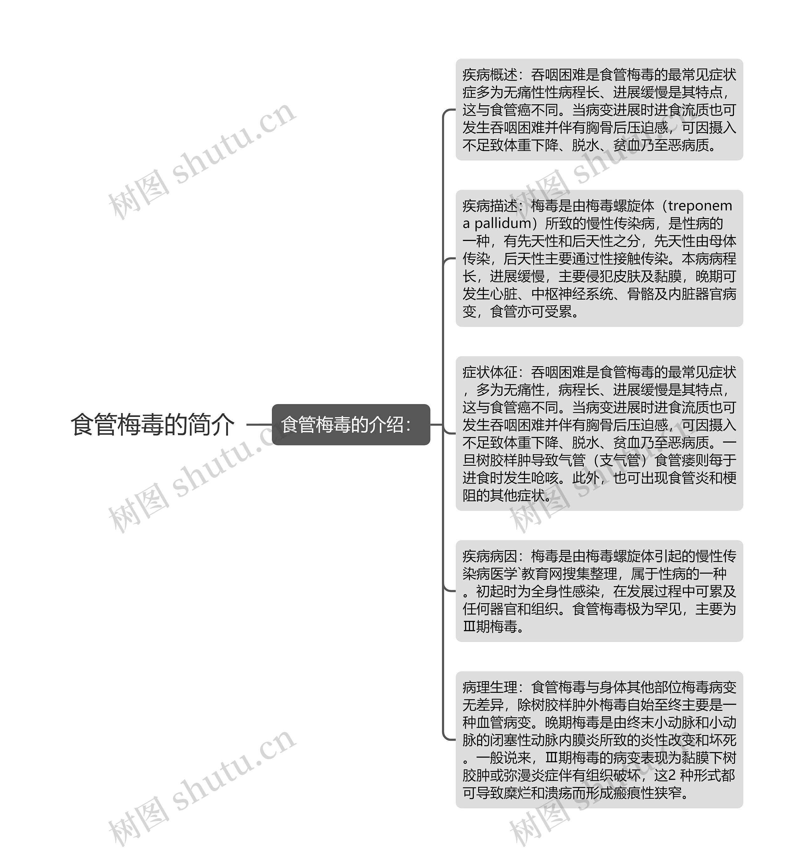 食管梅毒的简介思维导图