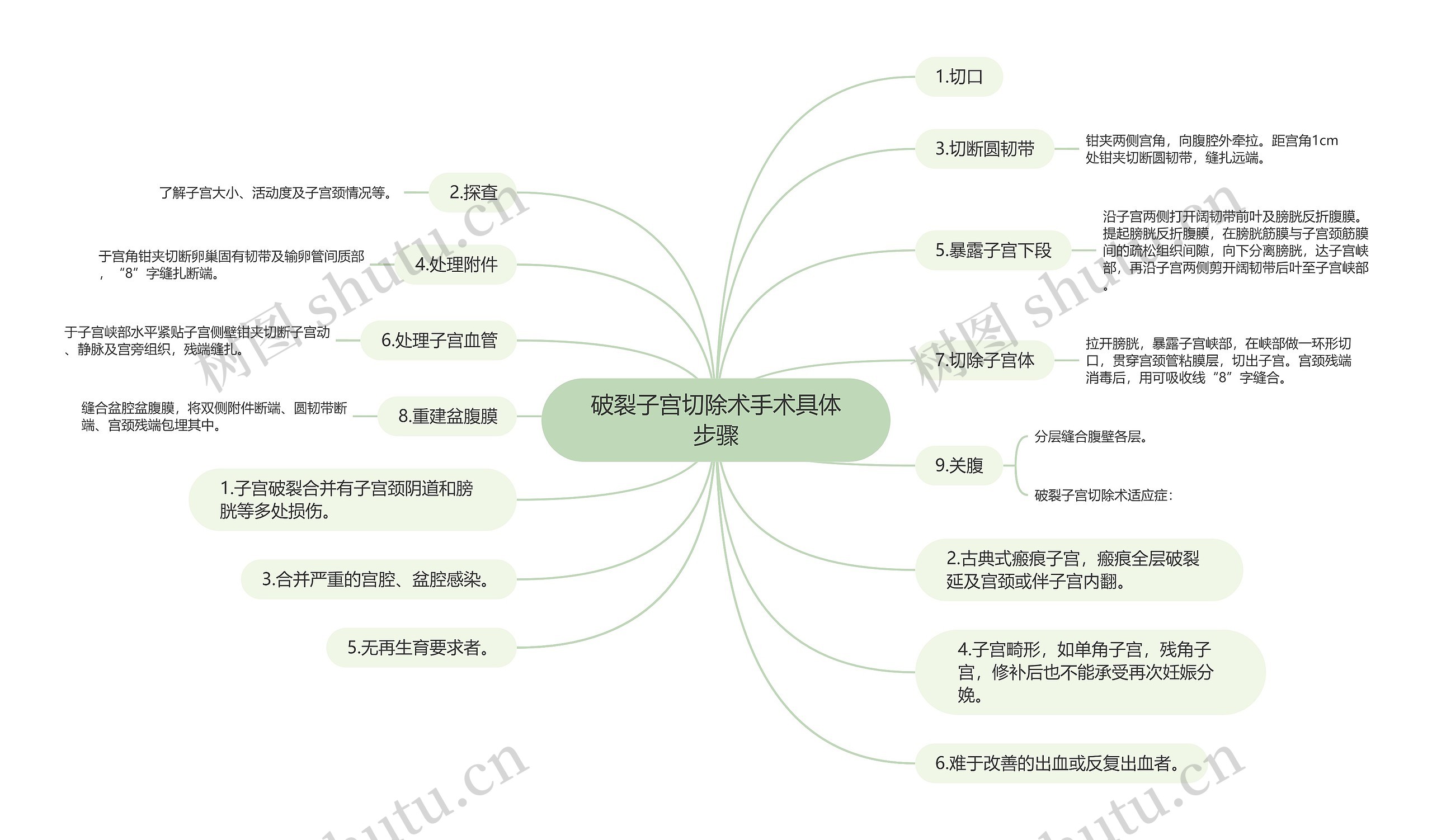 破裂子宫切除术手术具体步骤思维导图