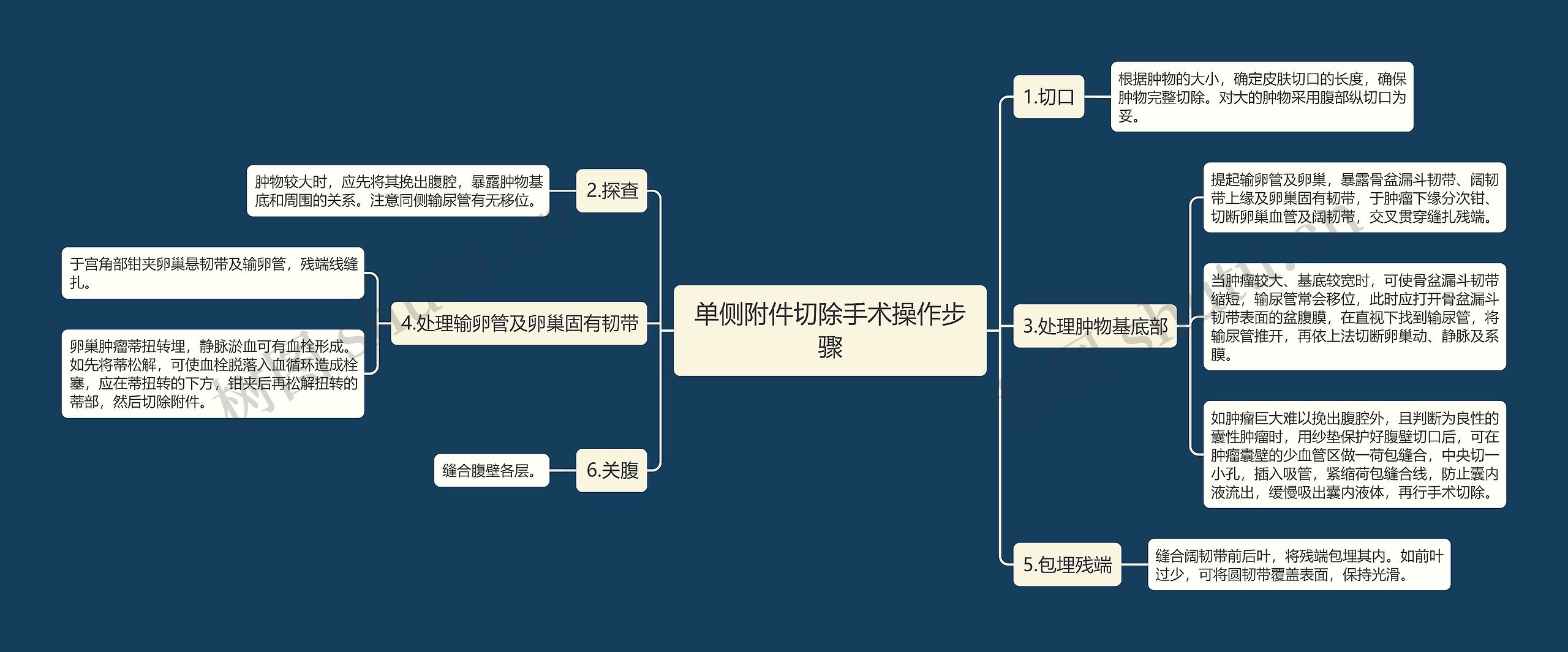 单侧附件切除手术操作步骤思维导图