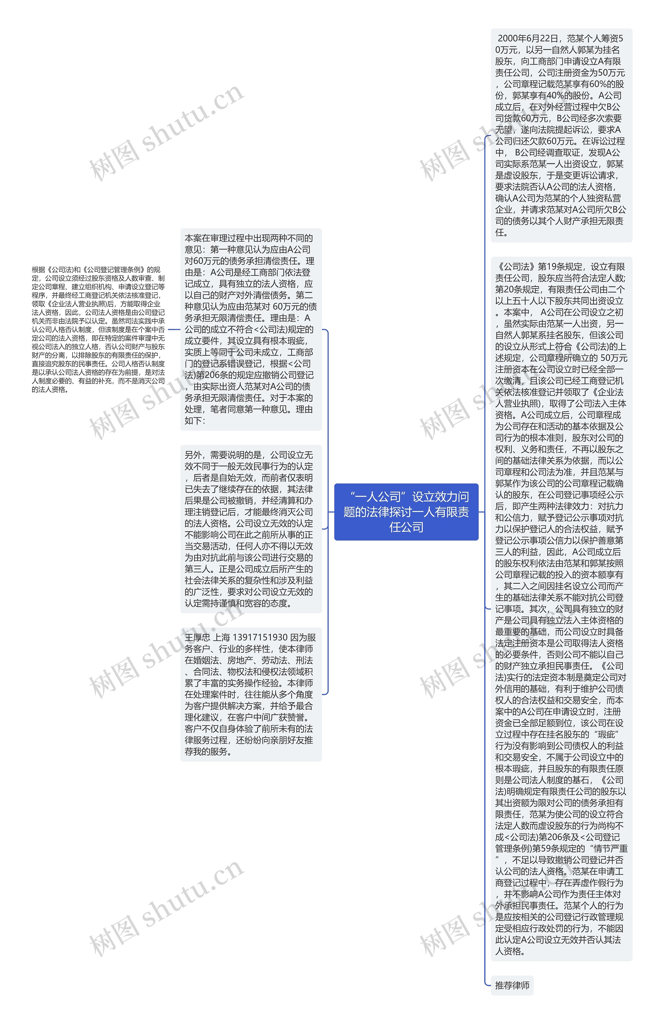 “一人公司”设立效力问题的法律探讨一人有限责任公司思维导图