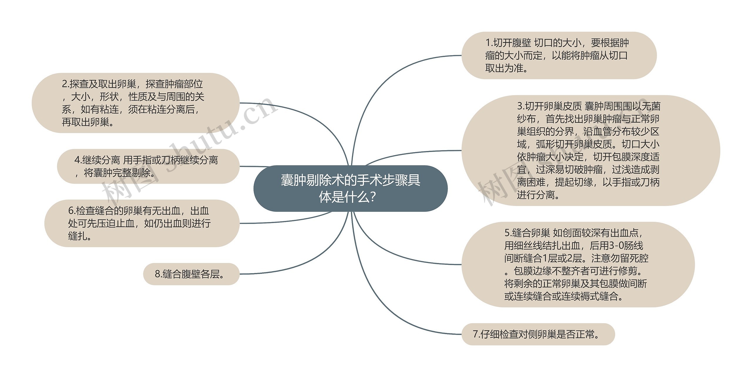 囊肿剔除术的手术步骤具体是什么？思维导图