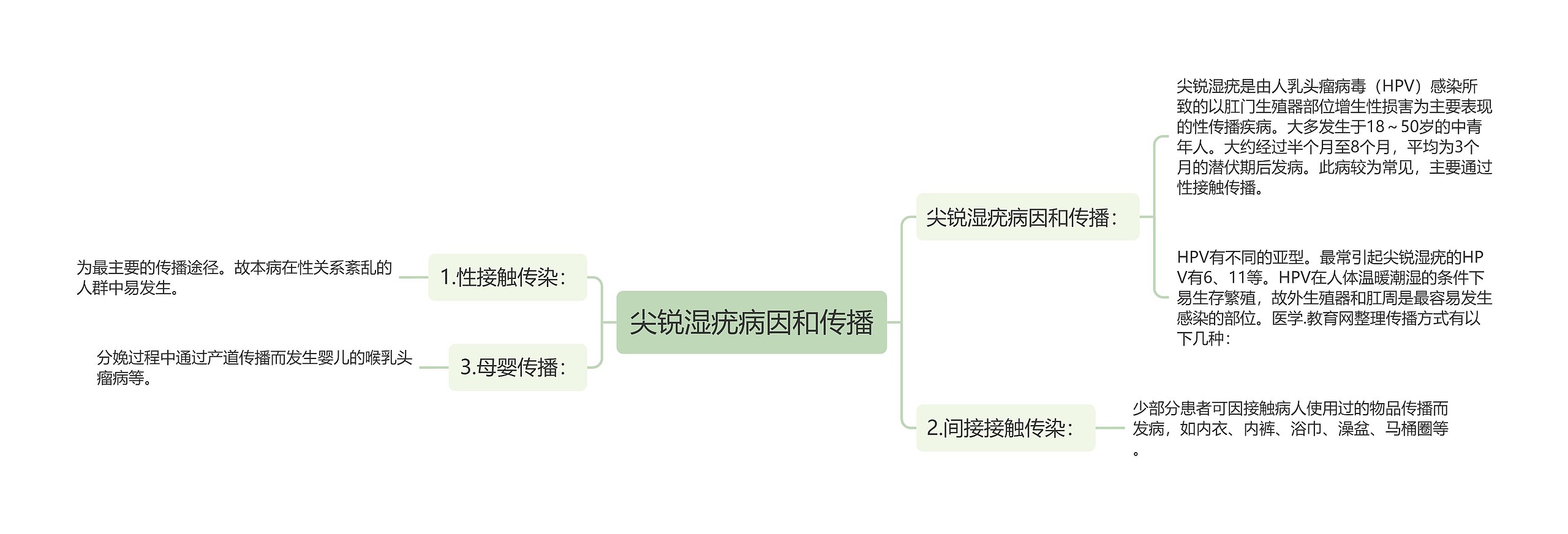 尖锐湿疣病因和传播思维导图