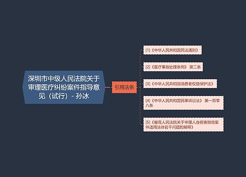 深圳市中级人民法院关于审理医疗纠纷案件指导意见（试行）- 孙冰