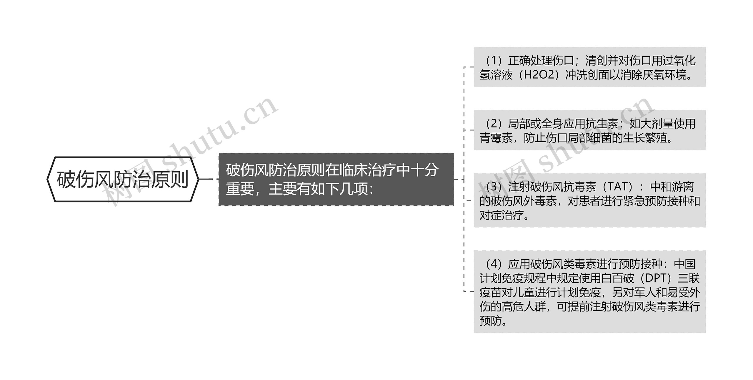 破伤风防治原则思维导图高清图 破伤风防治原则思维导图