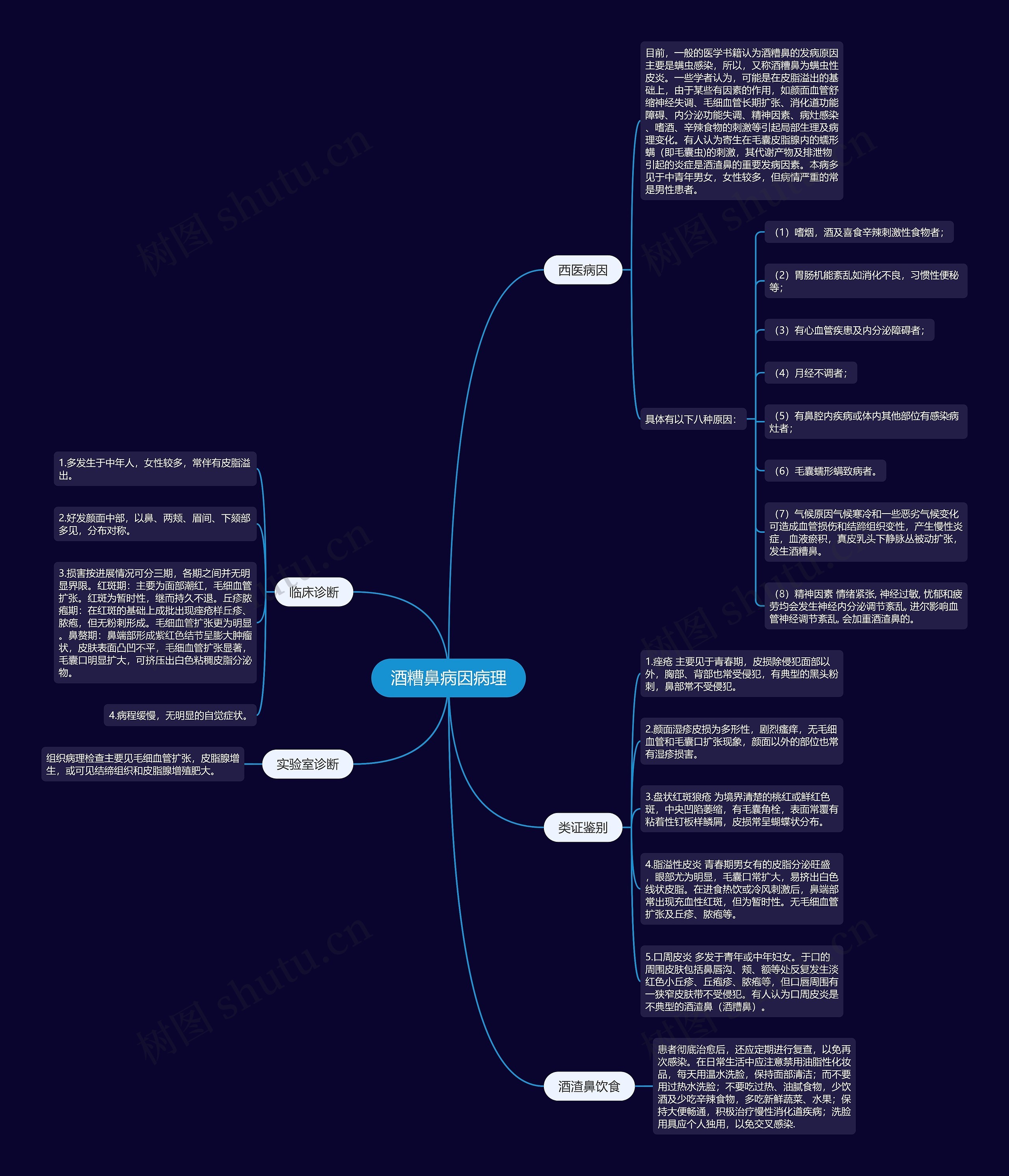 酒糟鼻病因病理思维导图