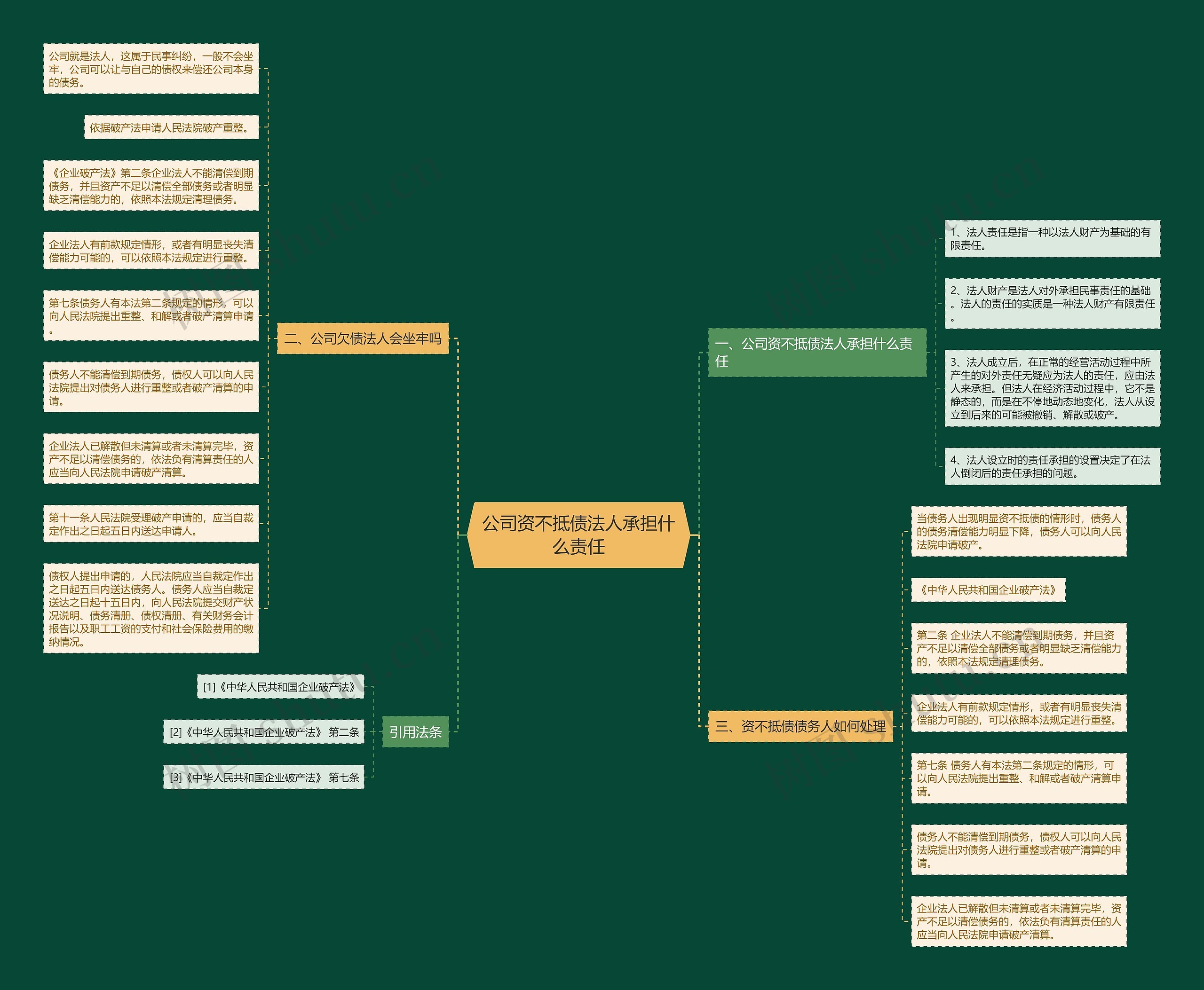 公司资不抵债法人承担什么责任思维导图