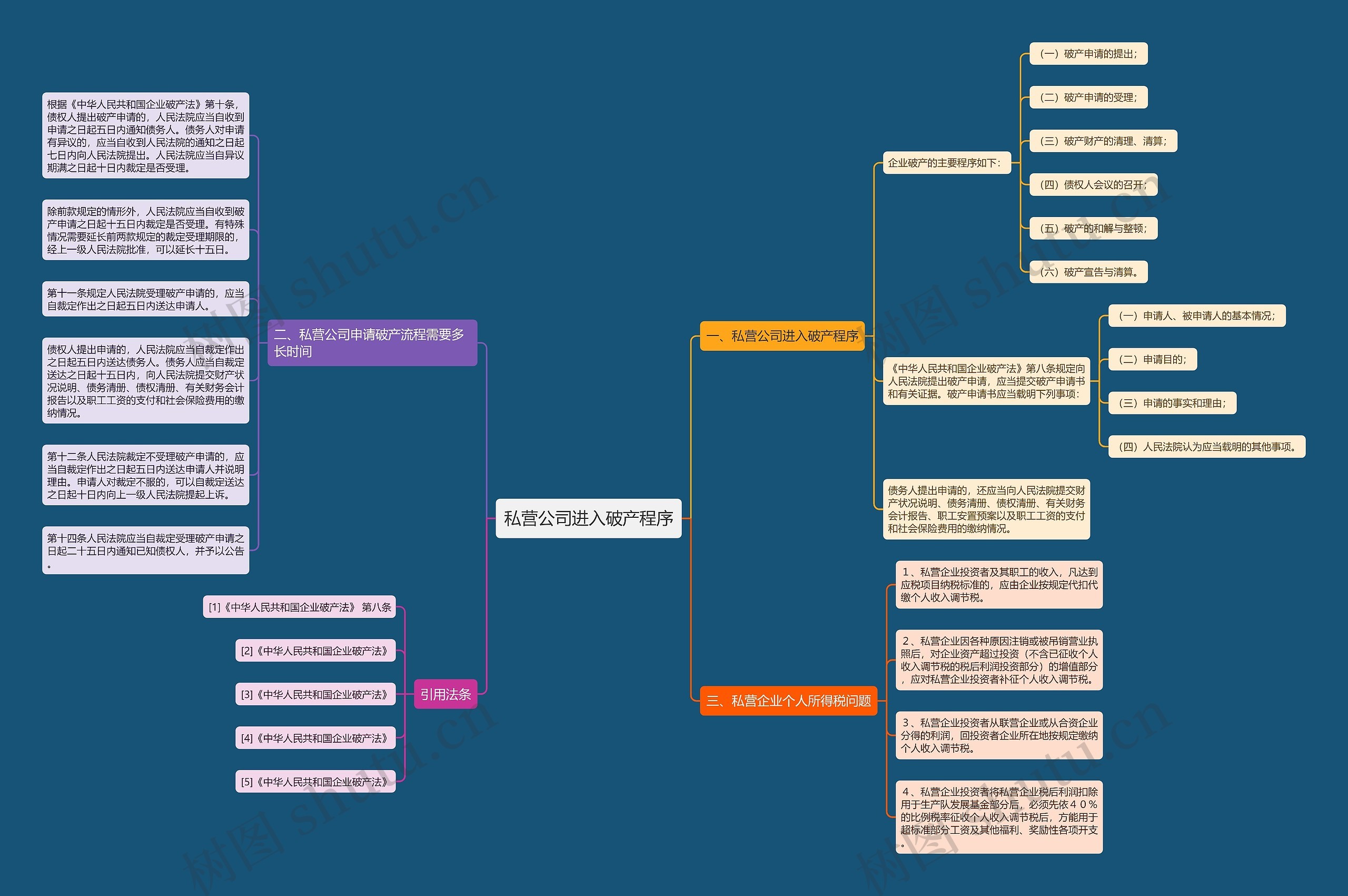 私营公司进入破产程序思维导图