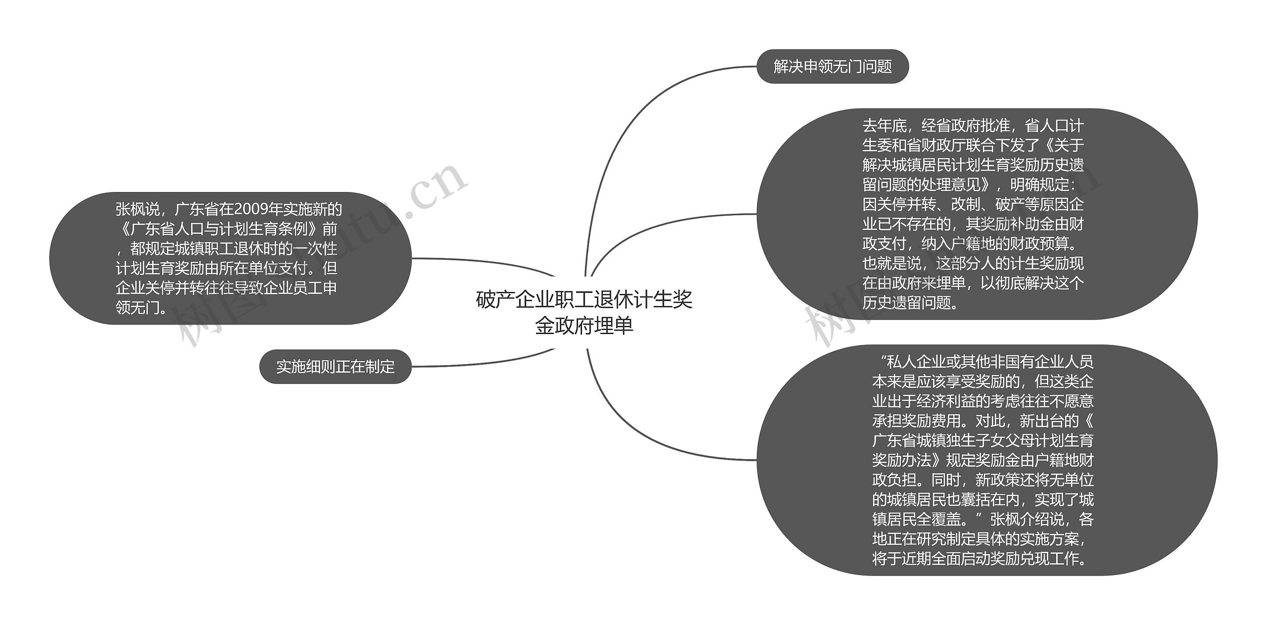 破产企业职工退休计生奖金政府埋单思维导图