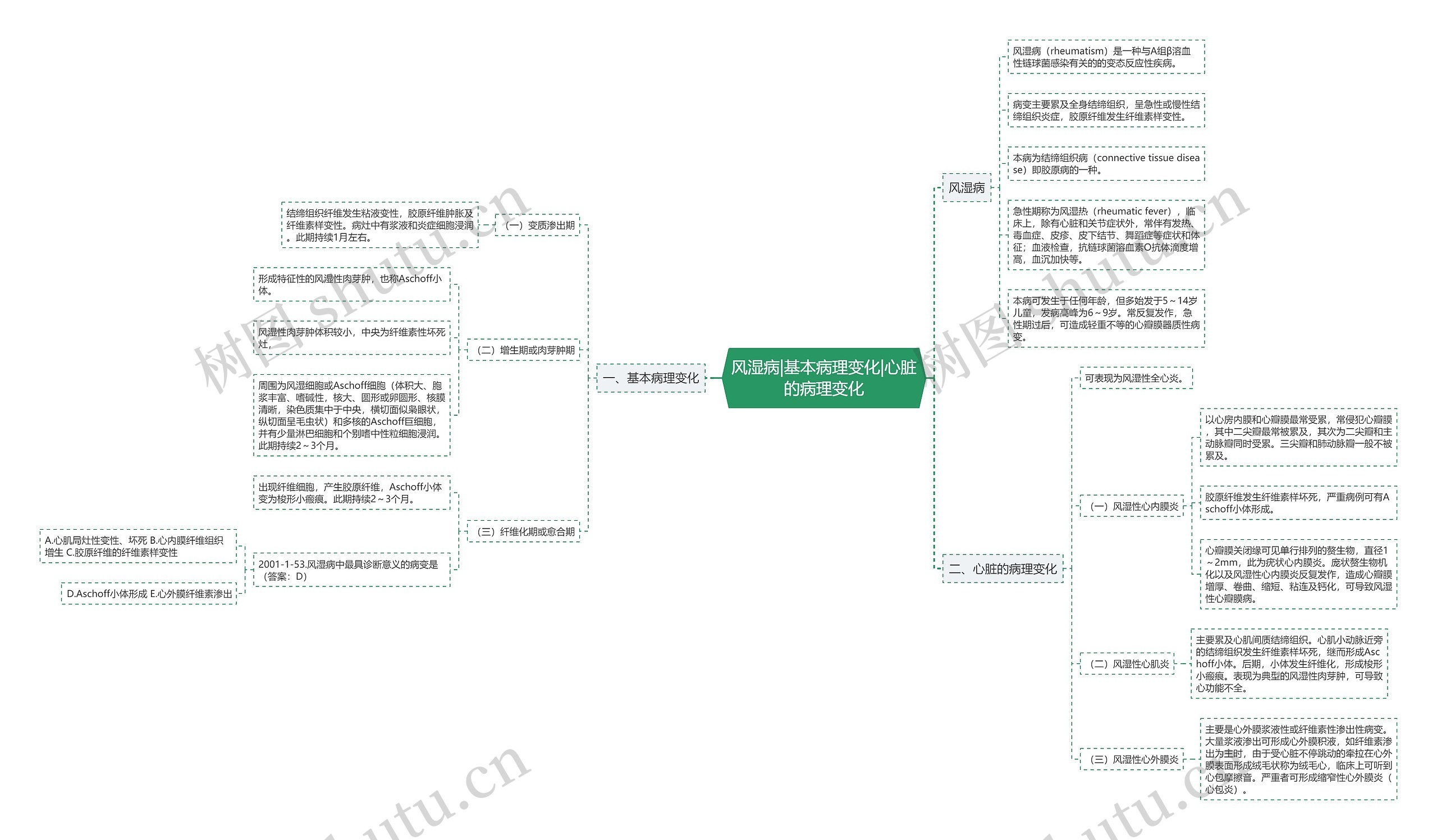 风湿病|基本病理变化|心脏的病理变化思维导图