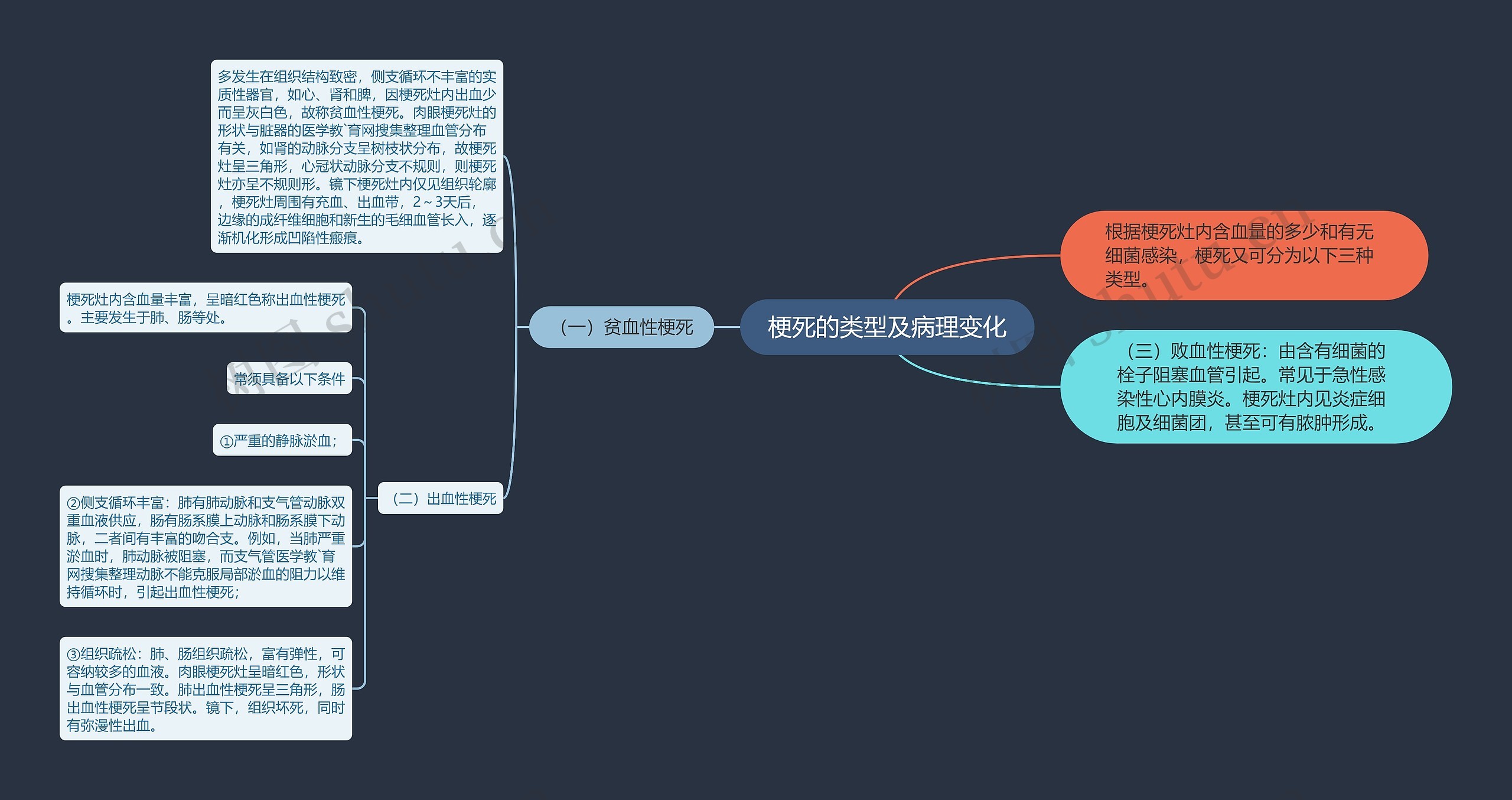 梗死的类型及病理变化