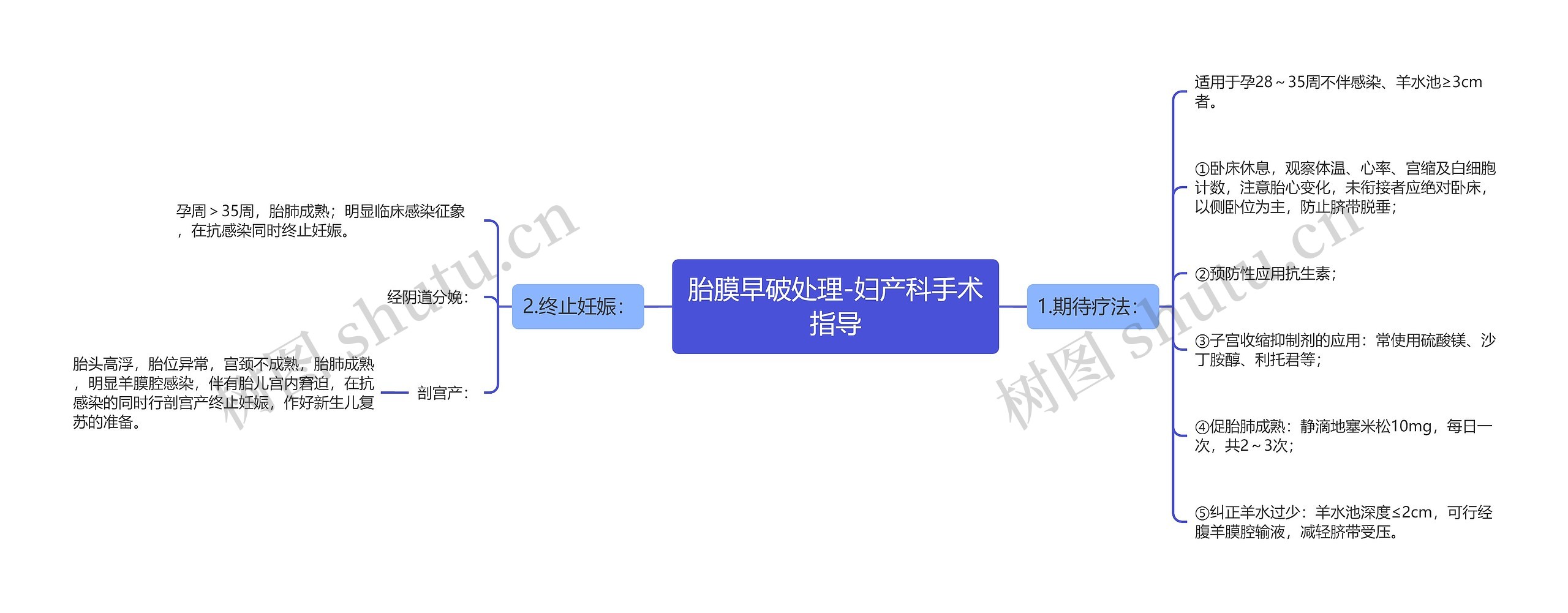 胎膜早破处理-妇产科手术指导思维导图