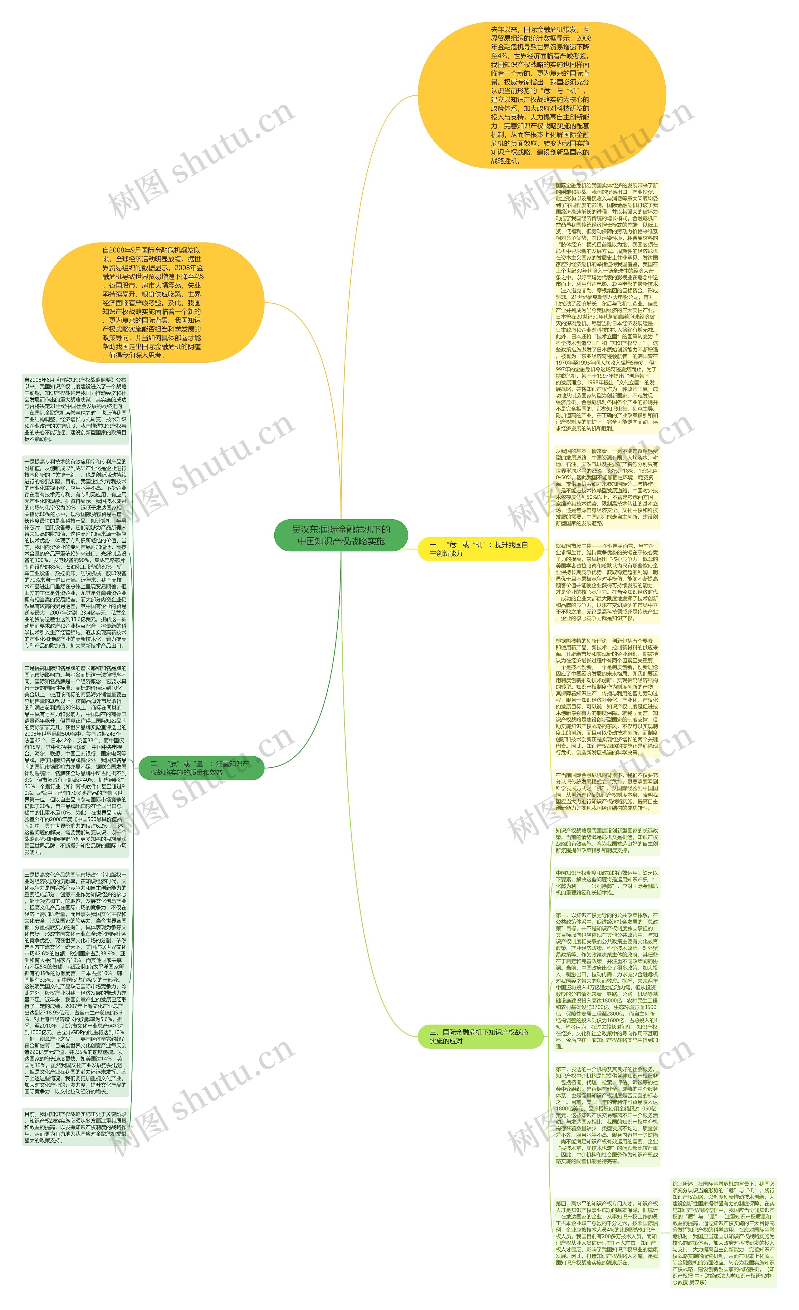 吴汉东:国际金融危机下的中国知识产权战略实施思维导图
