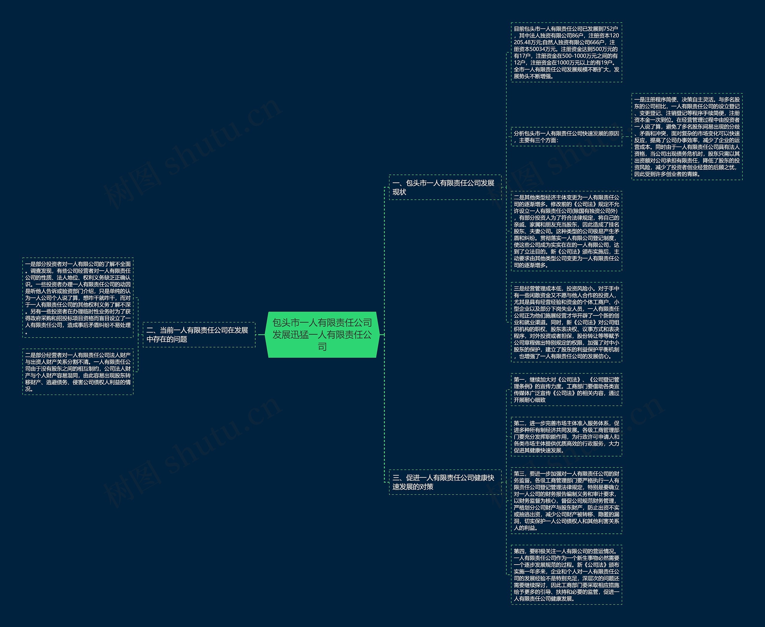 包头市一人有限责任公司发展迅猛一人有限责任公司思维导图