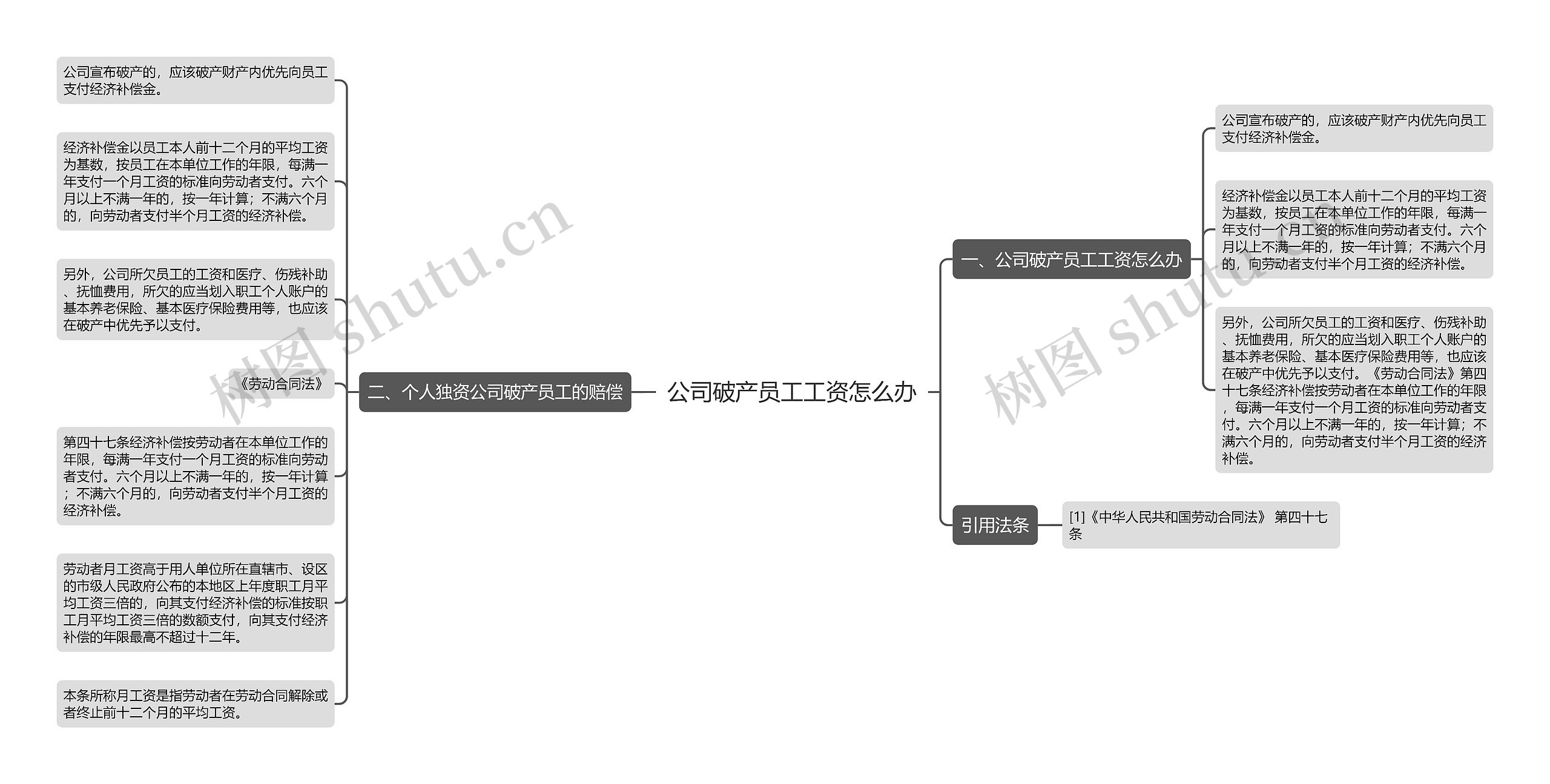 公司破产员工工资怎么办思维导图