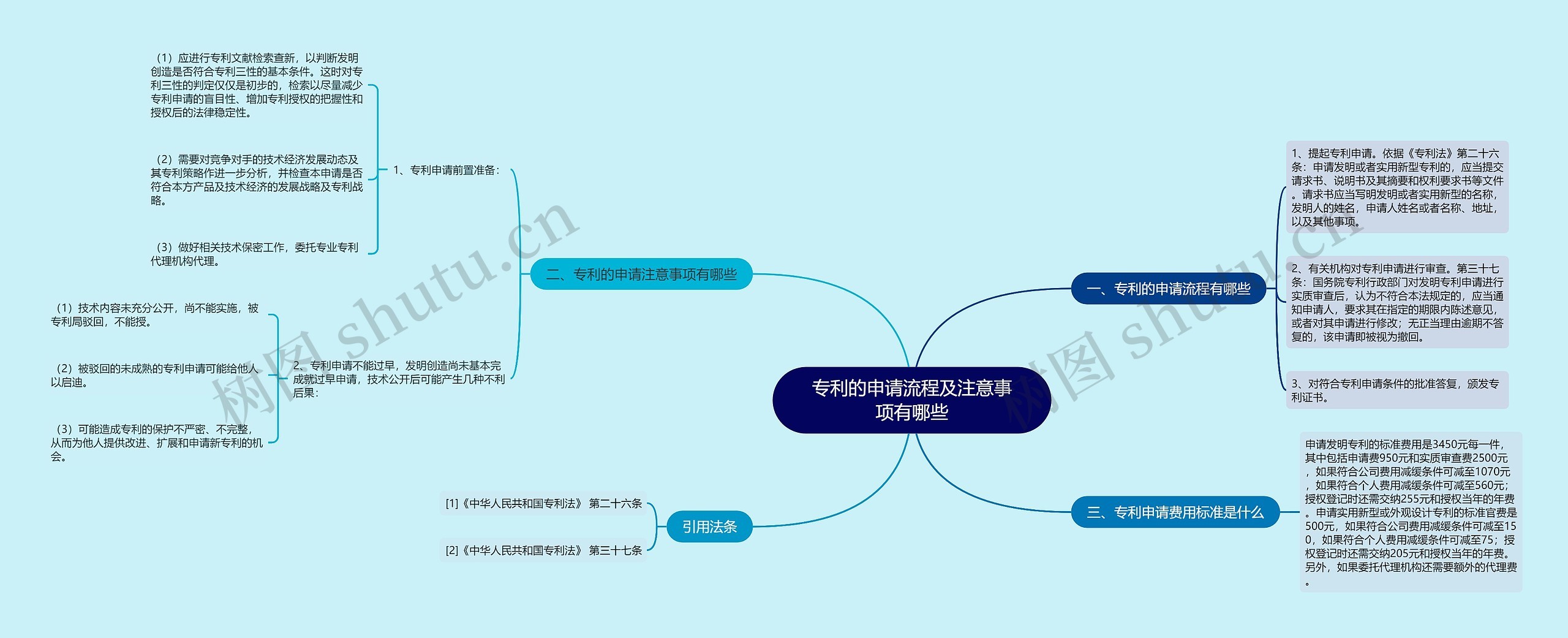 专利的申请流程及注意事项有哪些思维导图