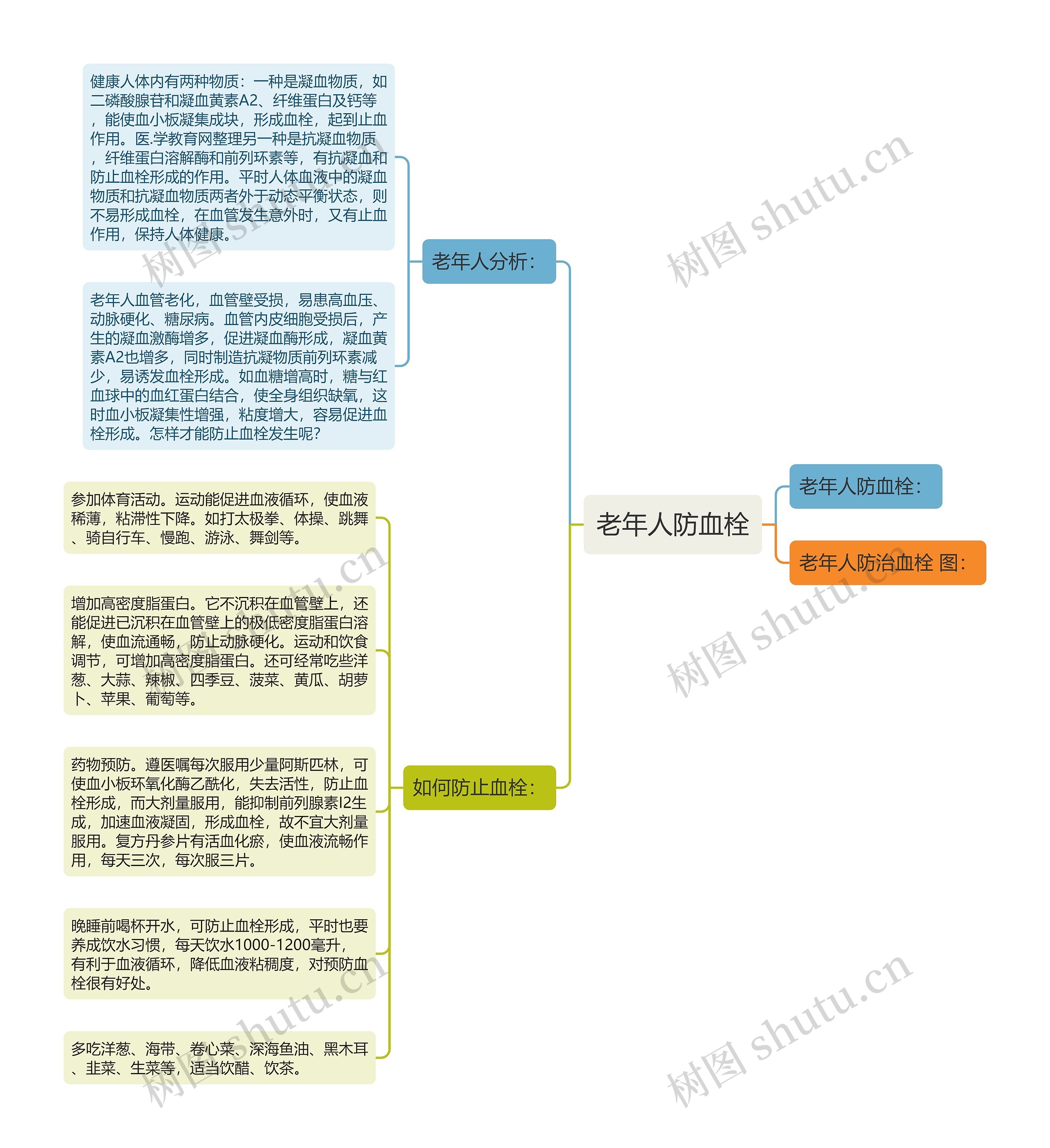 老年人防血栓思维导图