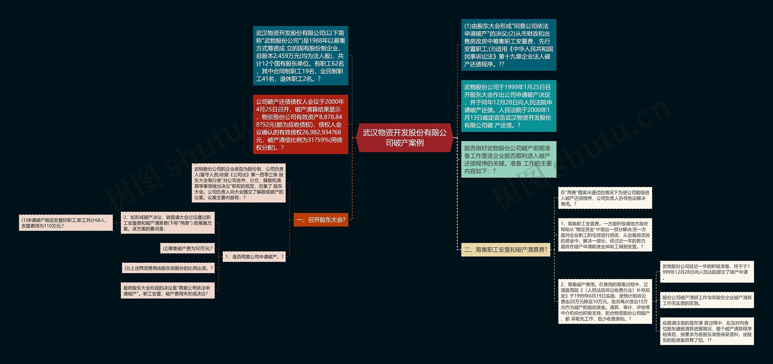 武汉物资开发股份有限公司破产案例思维导图